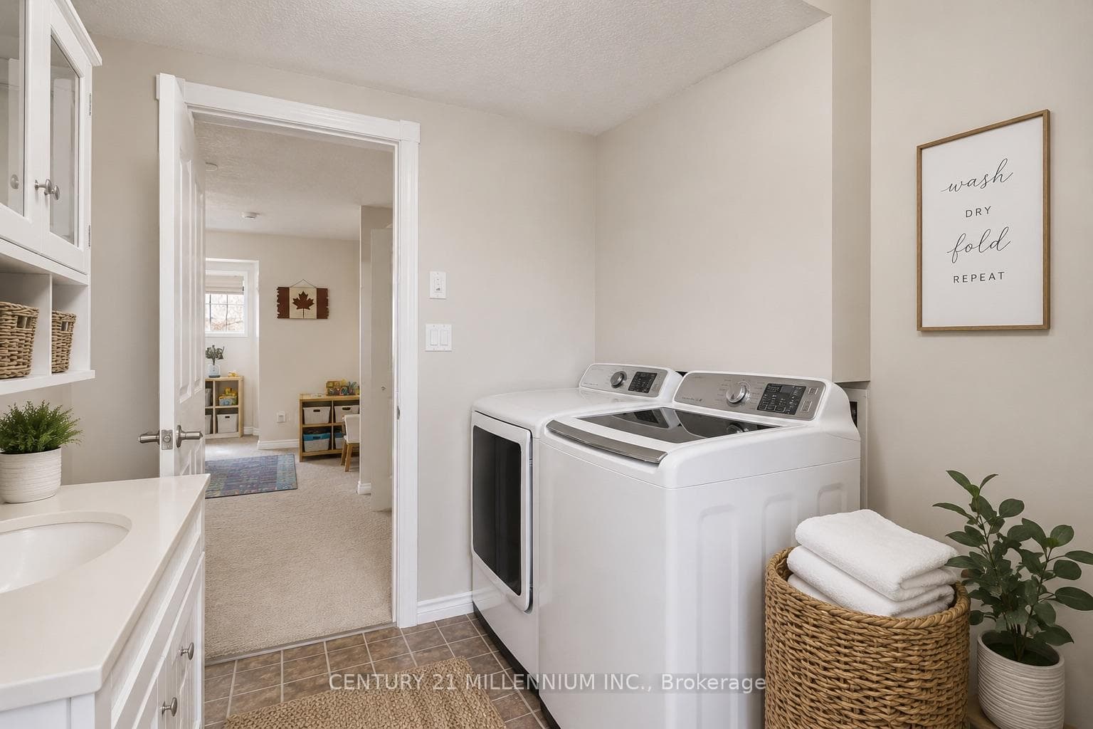 Virtually Enhanced lower washroom / laundry