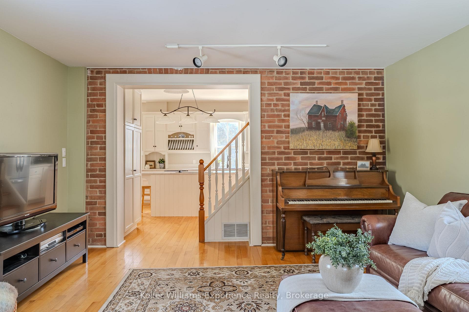 Exposed brick adds texture & historic charm