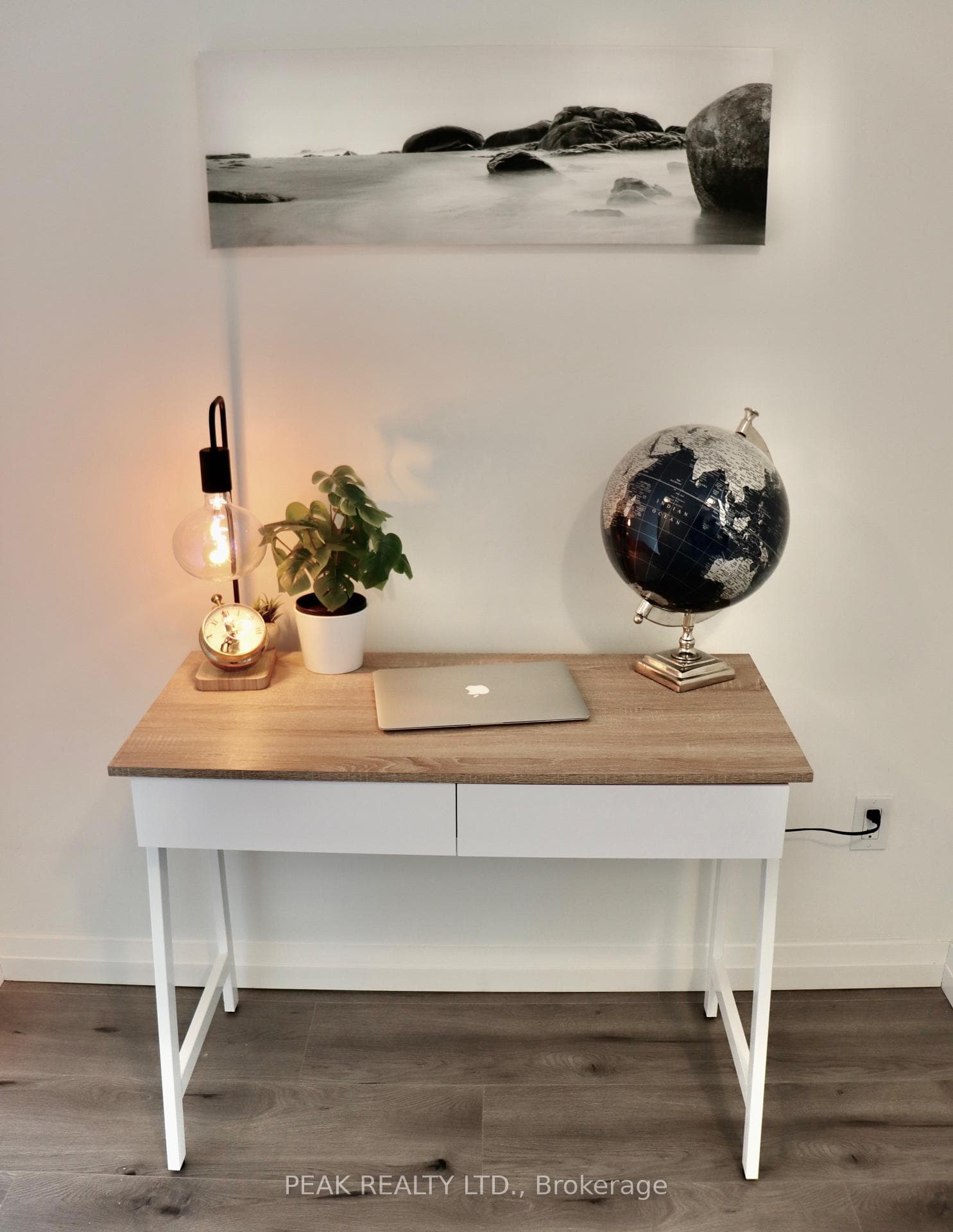 Den is currently set up for an office