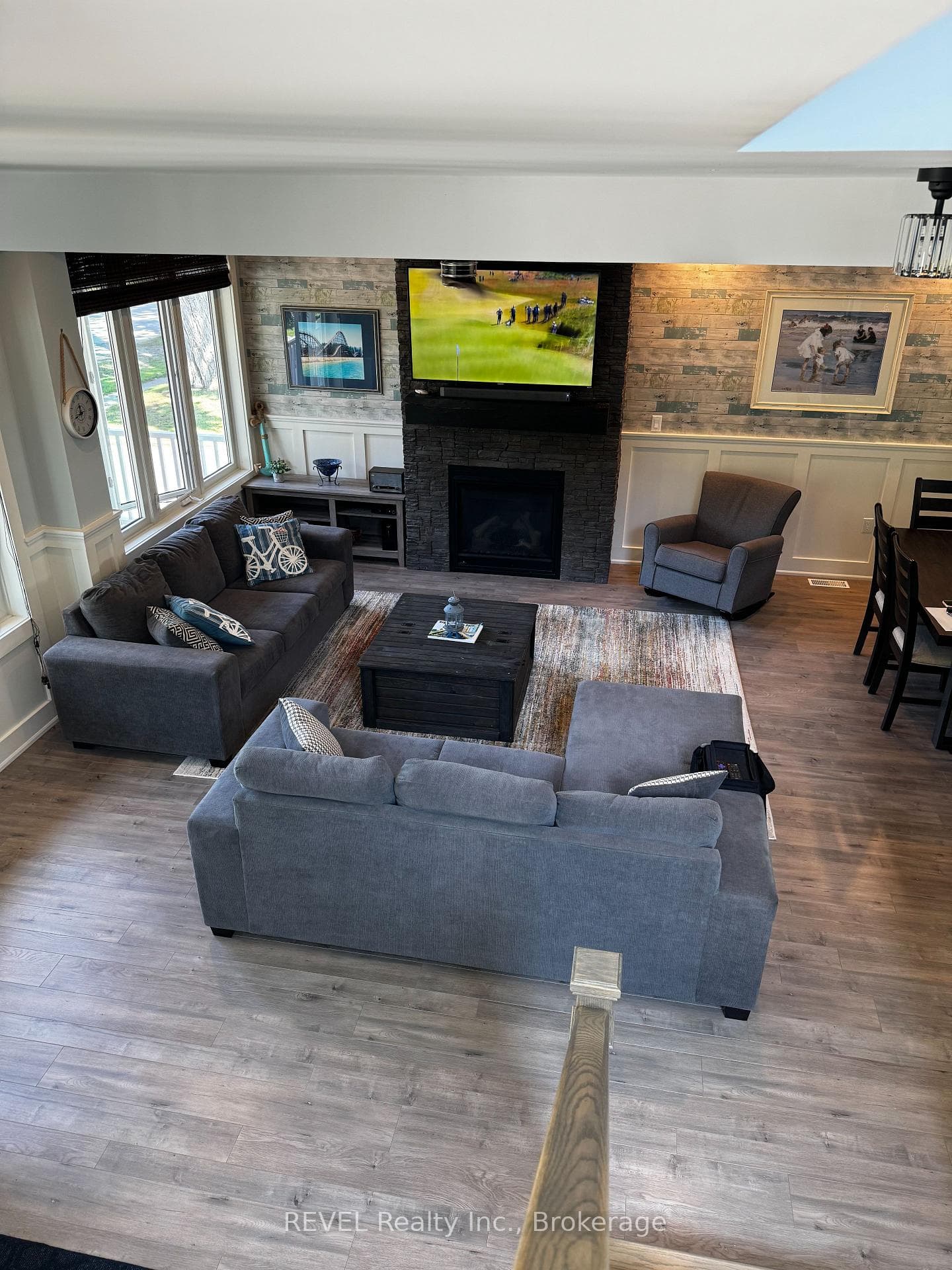 cozy gas fireplace in family room