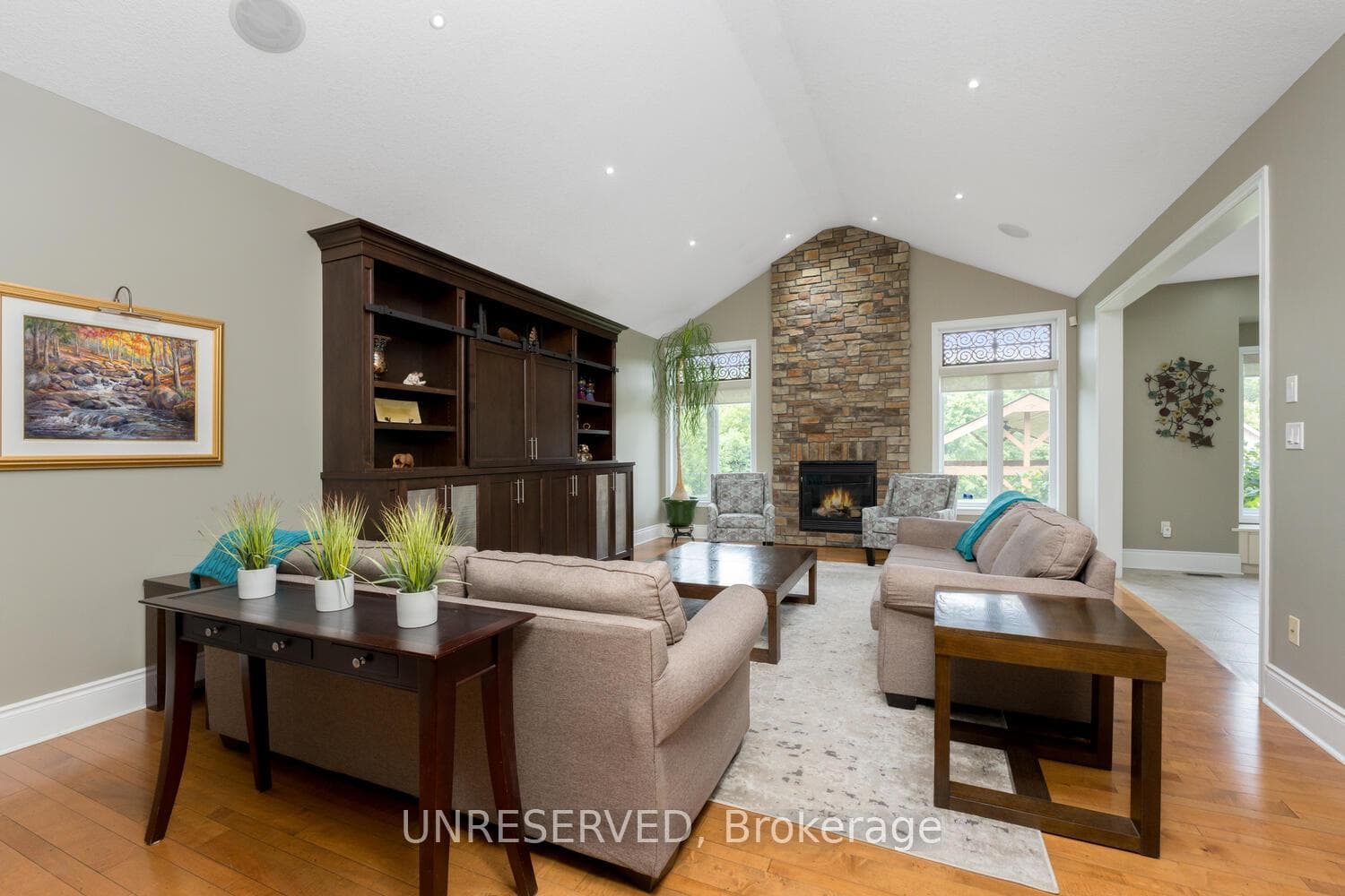Vaulted ceiling in family room