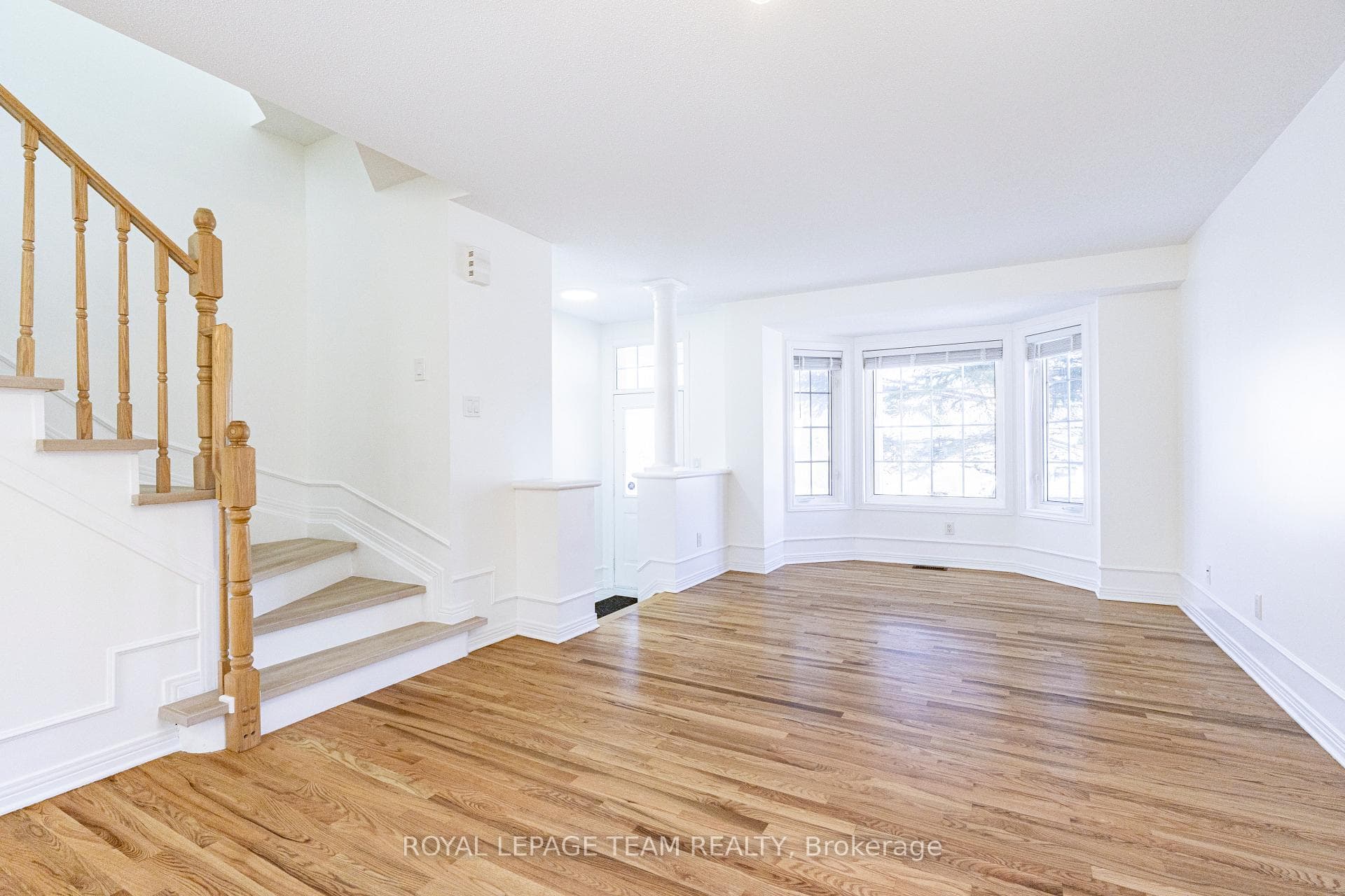 Main floor living: large bay window