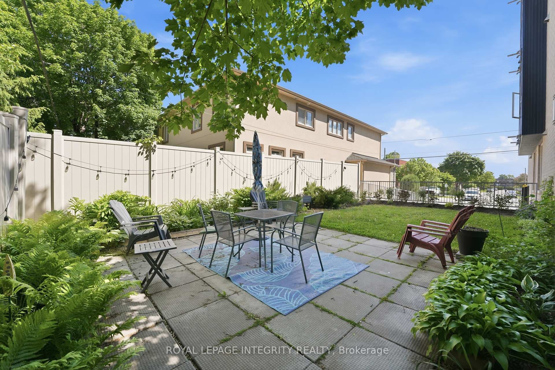 Backyard of condo building