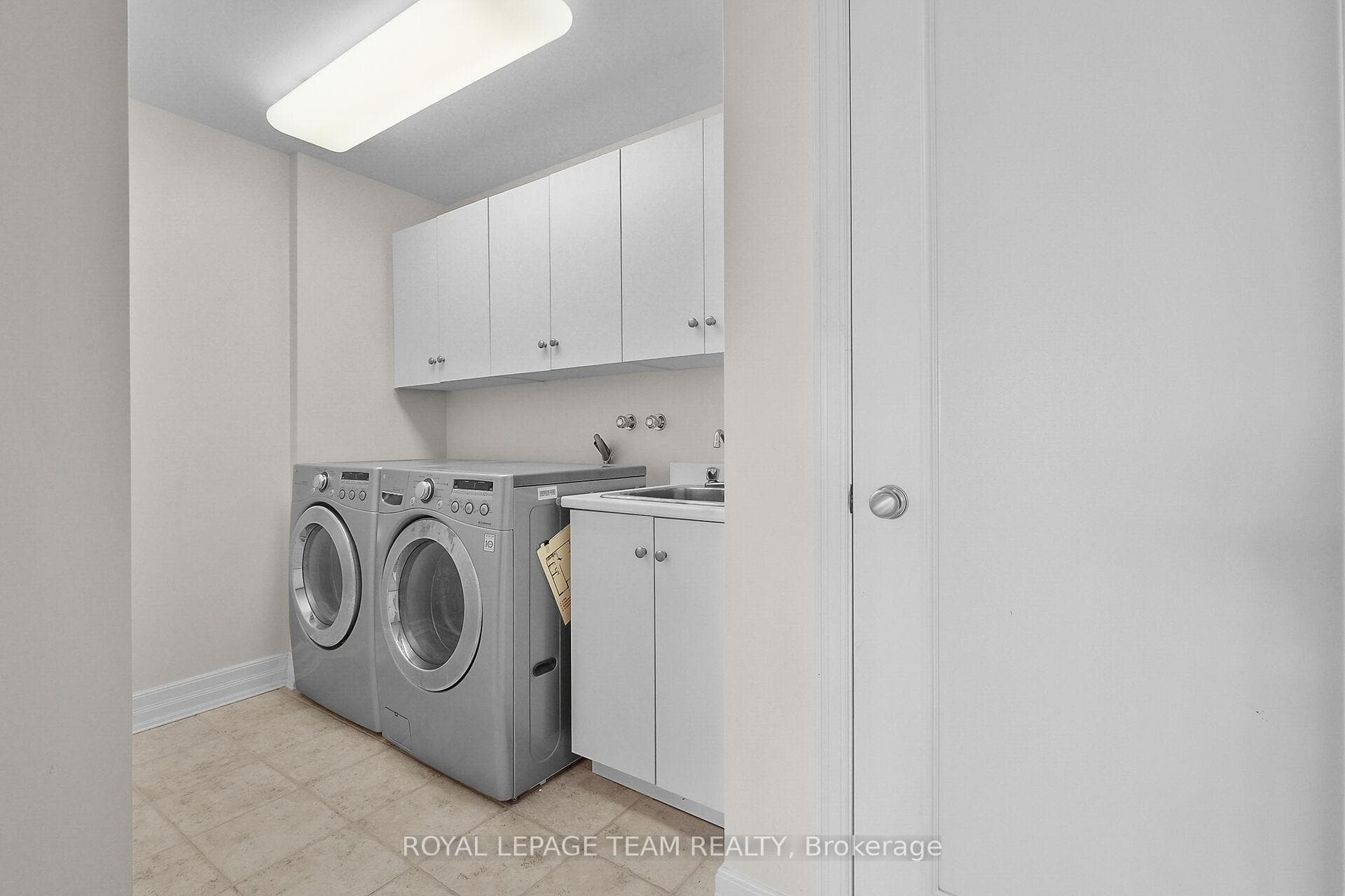 Convenient in-suite laundry w/built in cabinets