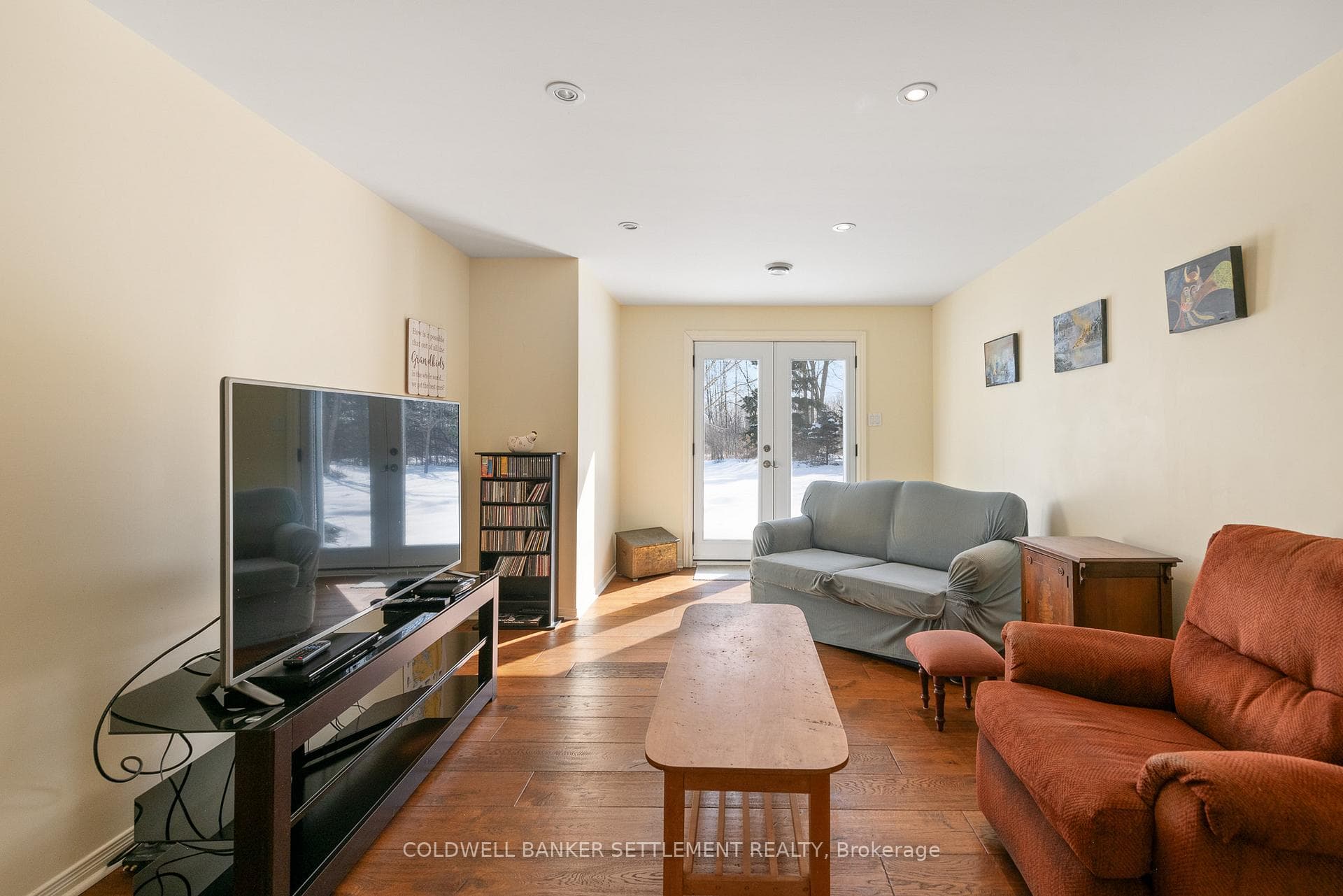 Family room on lower level with walk out