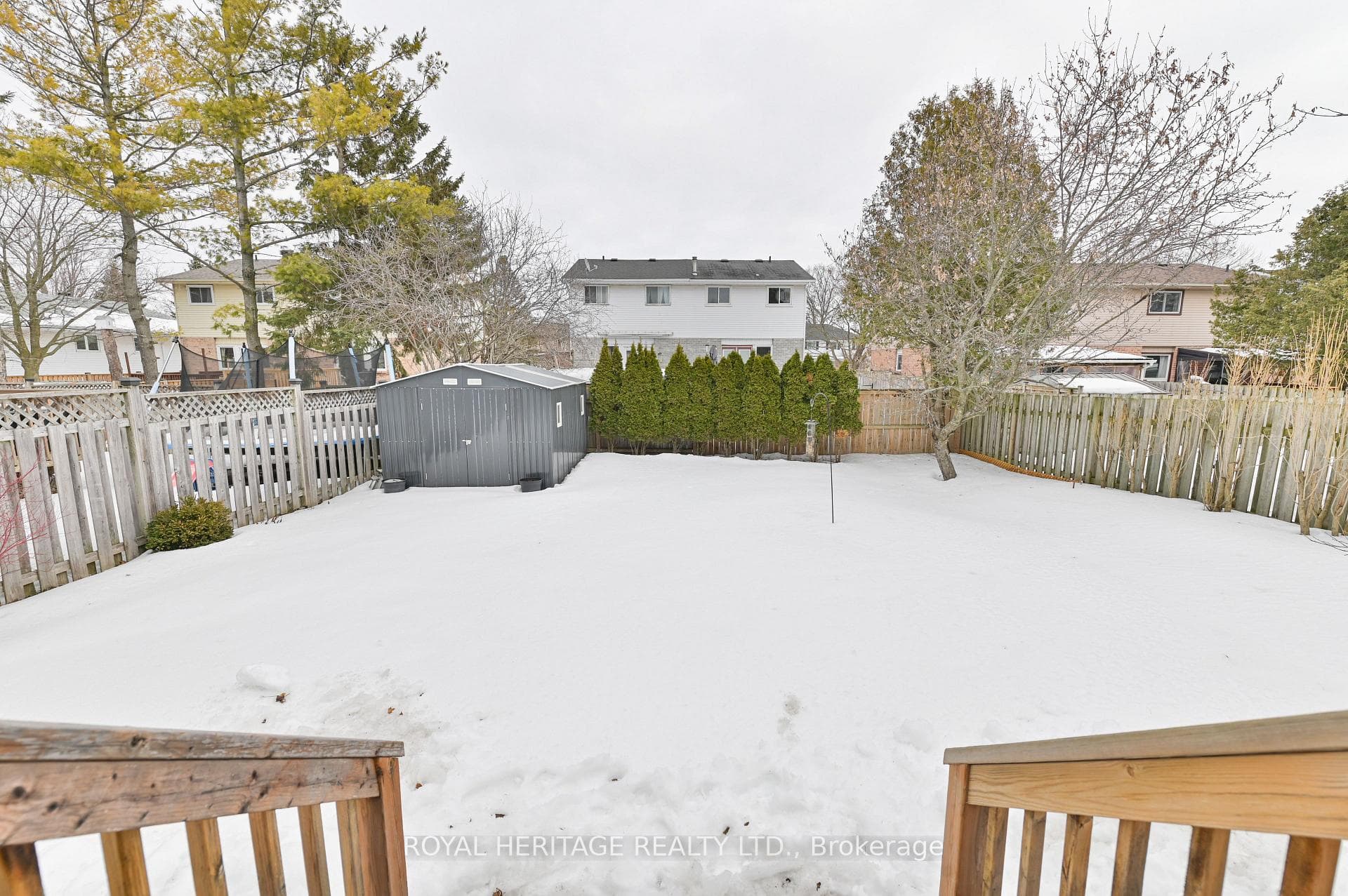 Fully fenced private backyard with new shed
