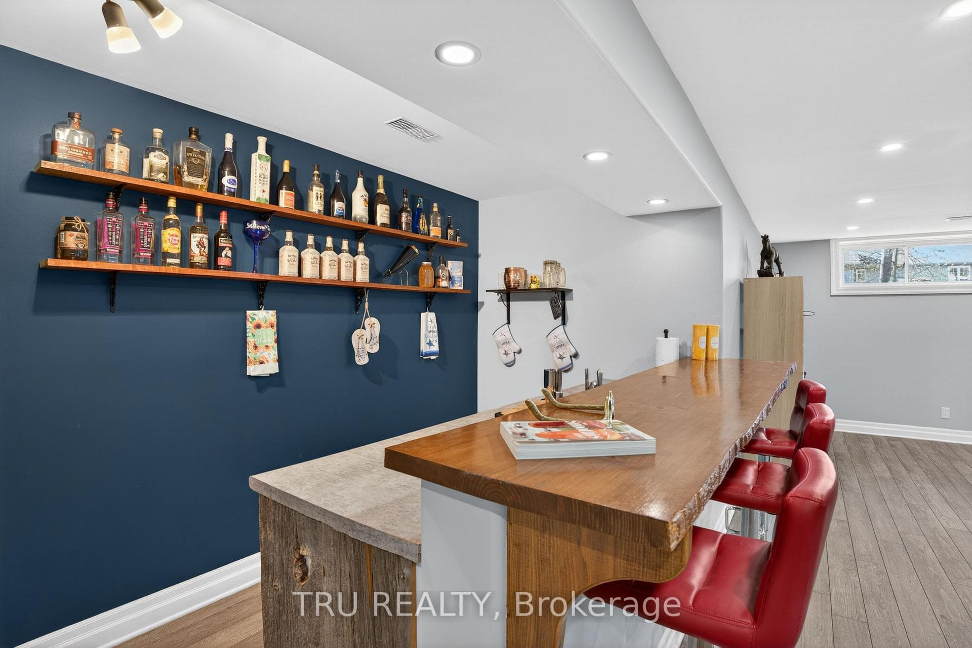 Basement of main house with bar