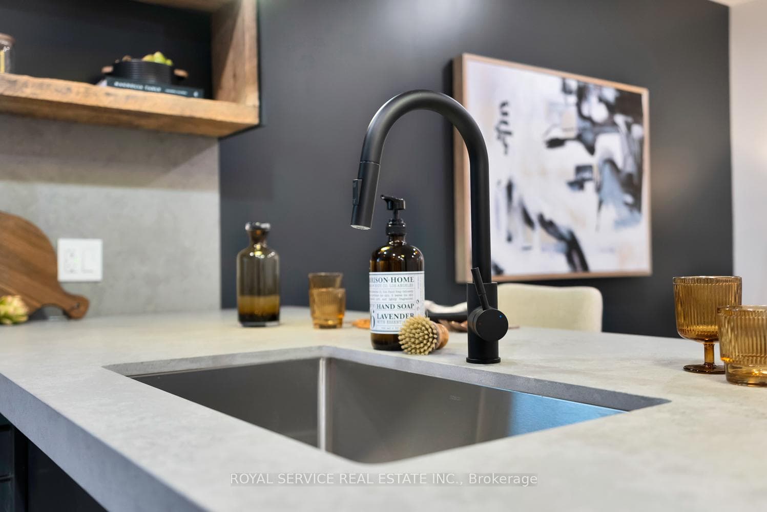 Undermount Sink w/ Quartz Counters, Wood Accents