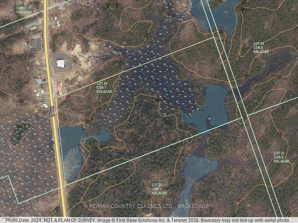 Topo map showing water ways and forested land