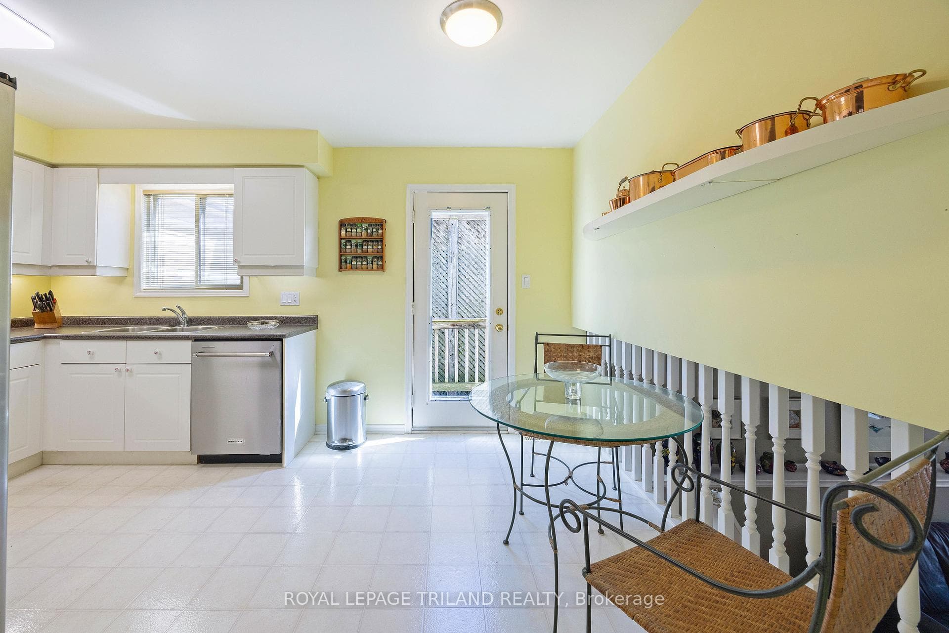 Bright eat-in kitchen with exterior access
