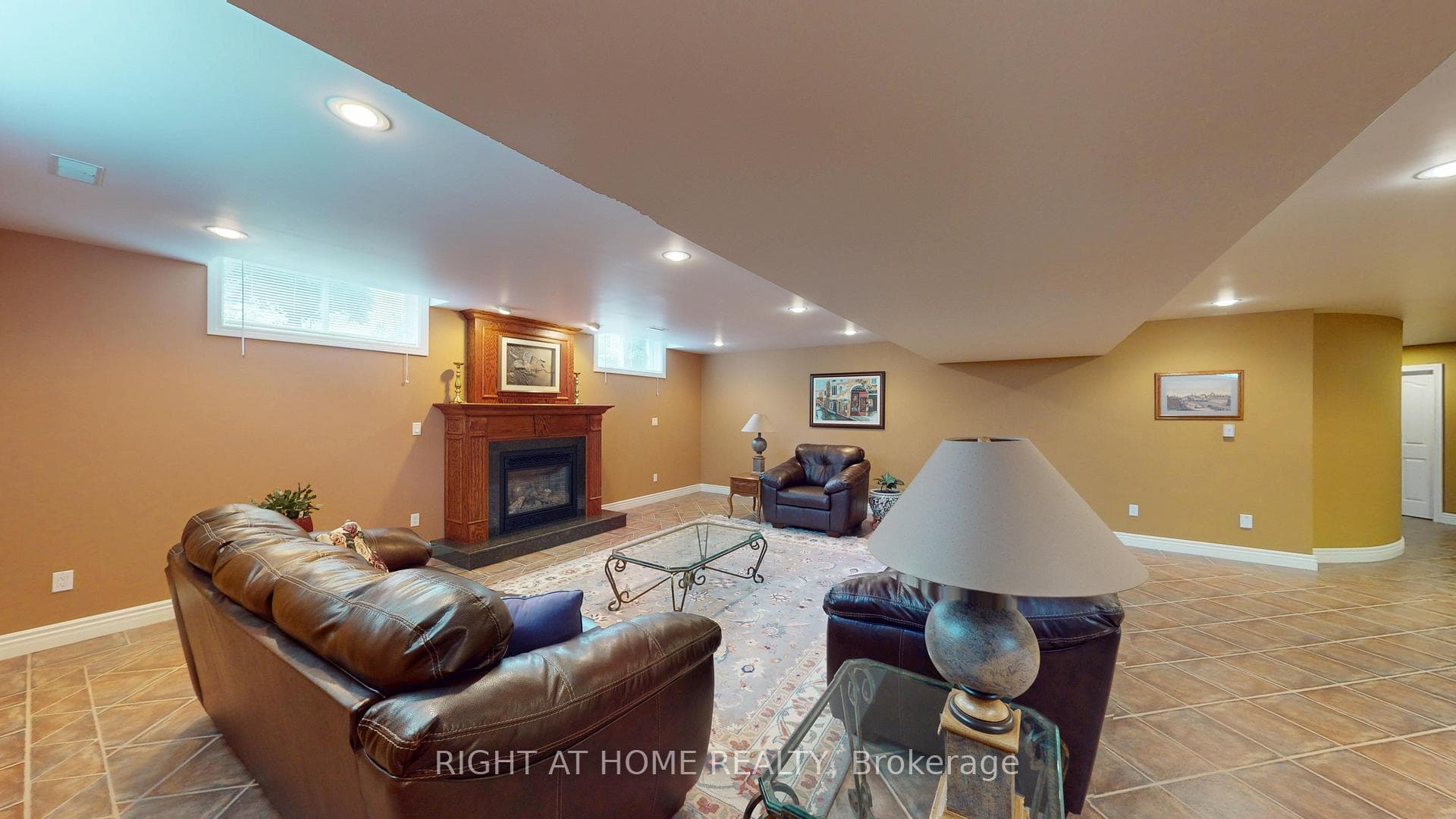 Spacious rec room with large windows