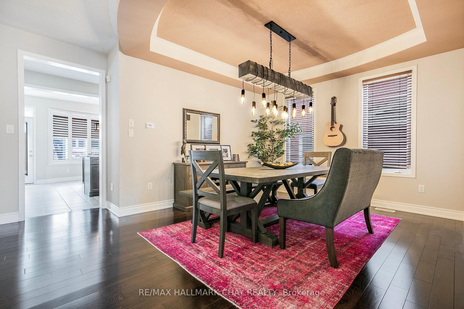 Large Dining room with coffered ceiling