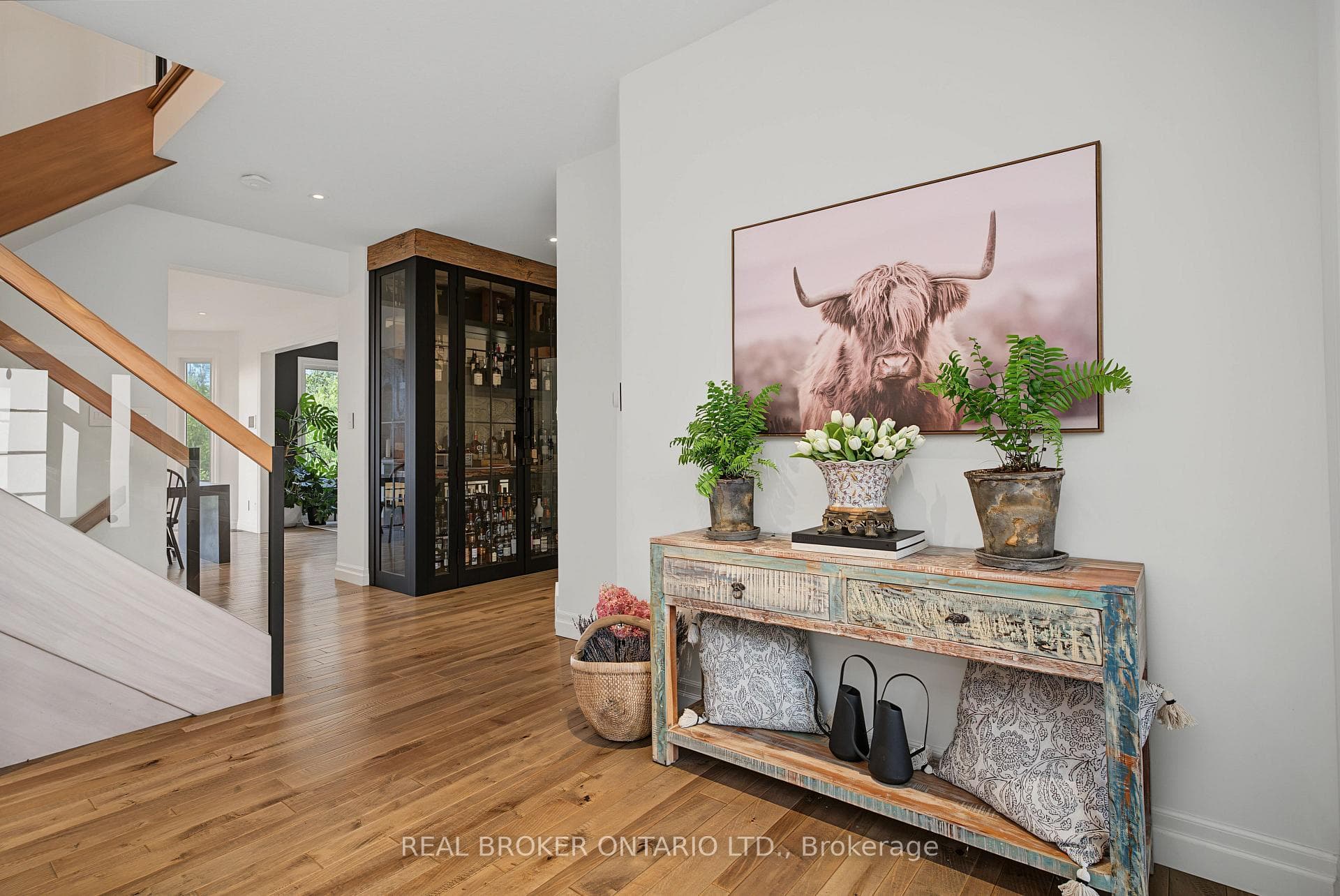 Foyer with 3/4" hand scraped hardwood