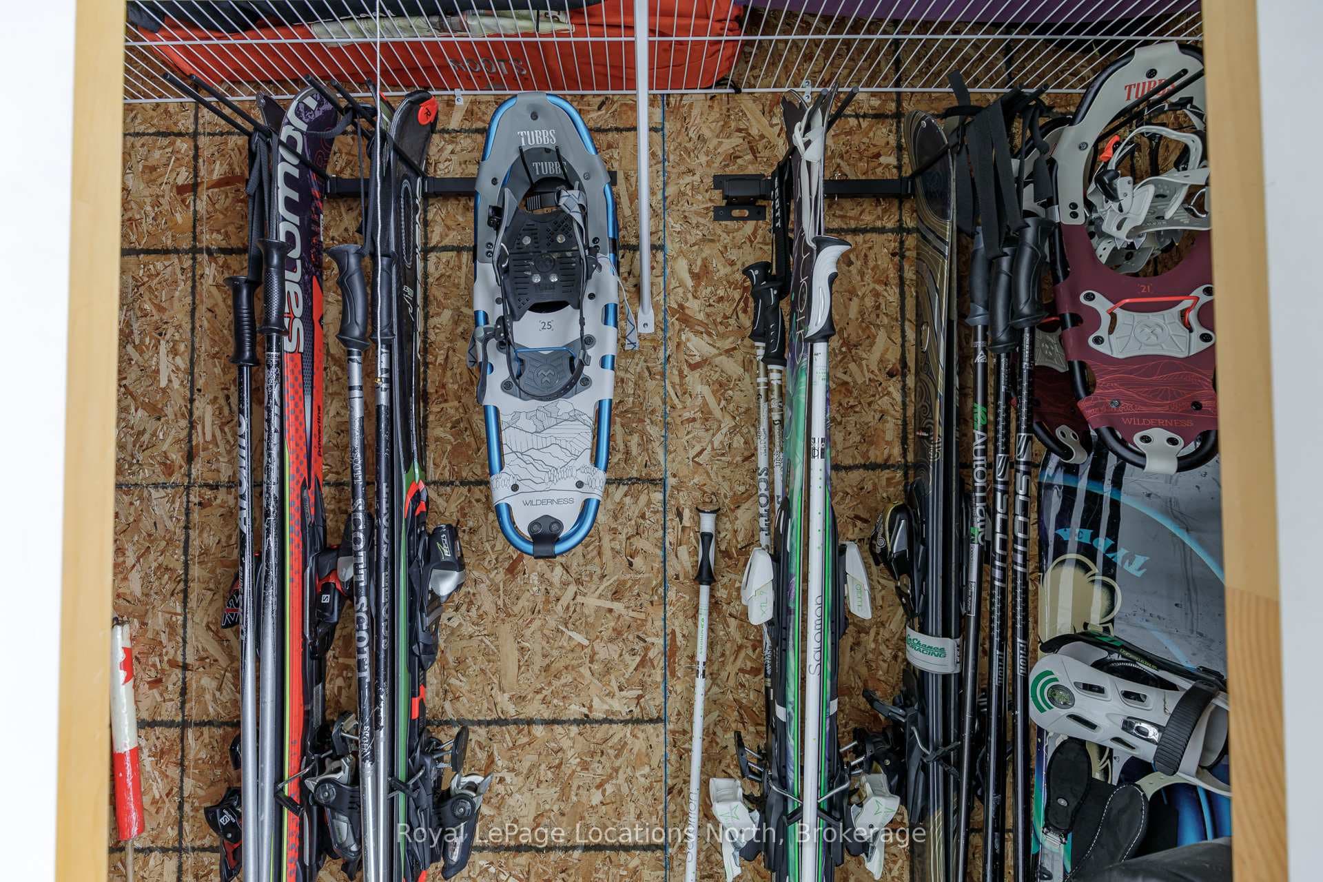 gear closet at front door is organized