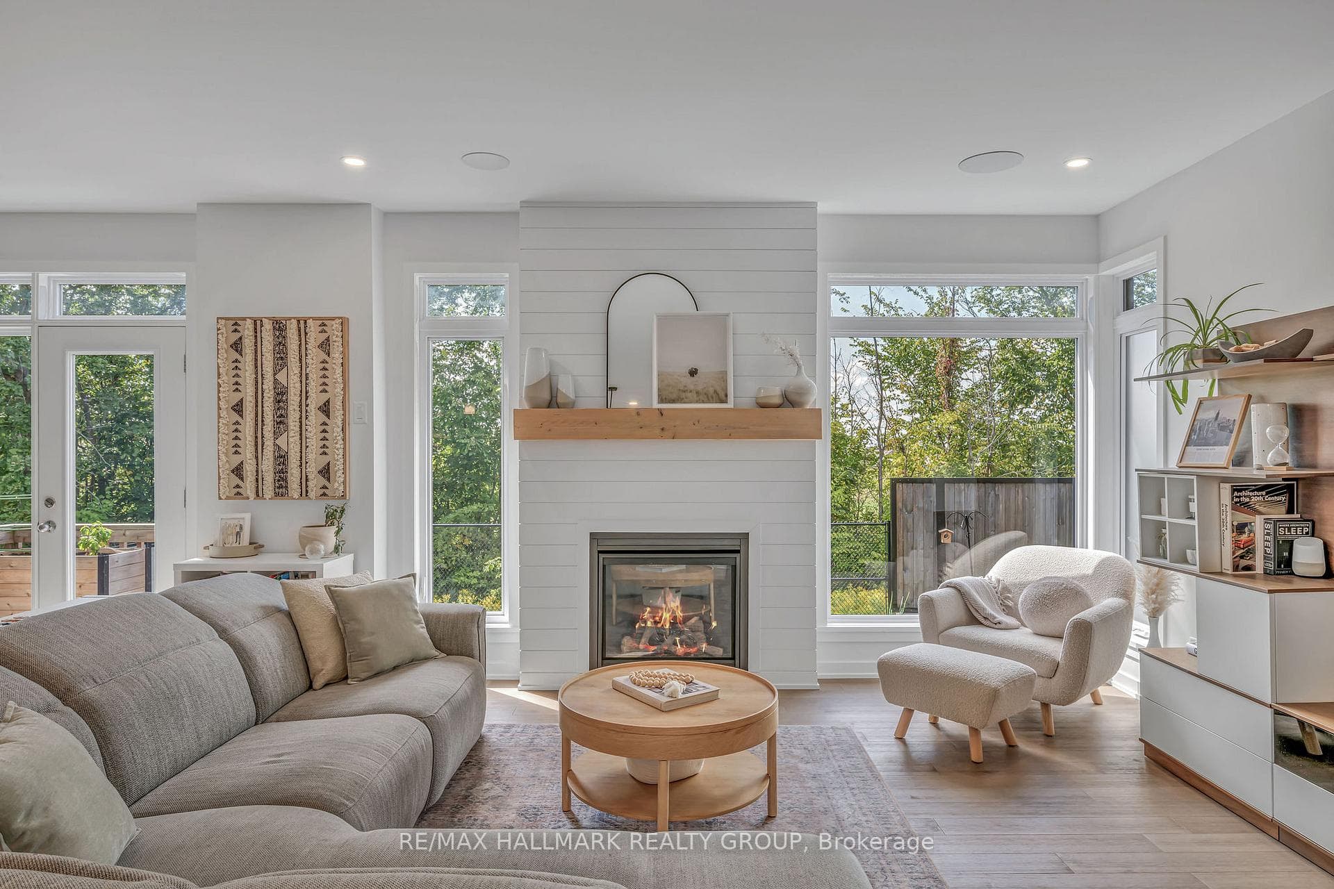 Open Bright Living room with fireplace
