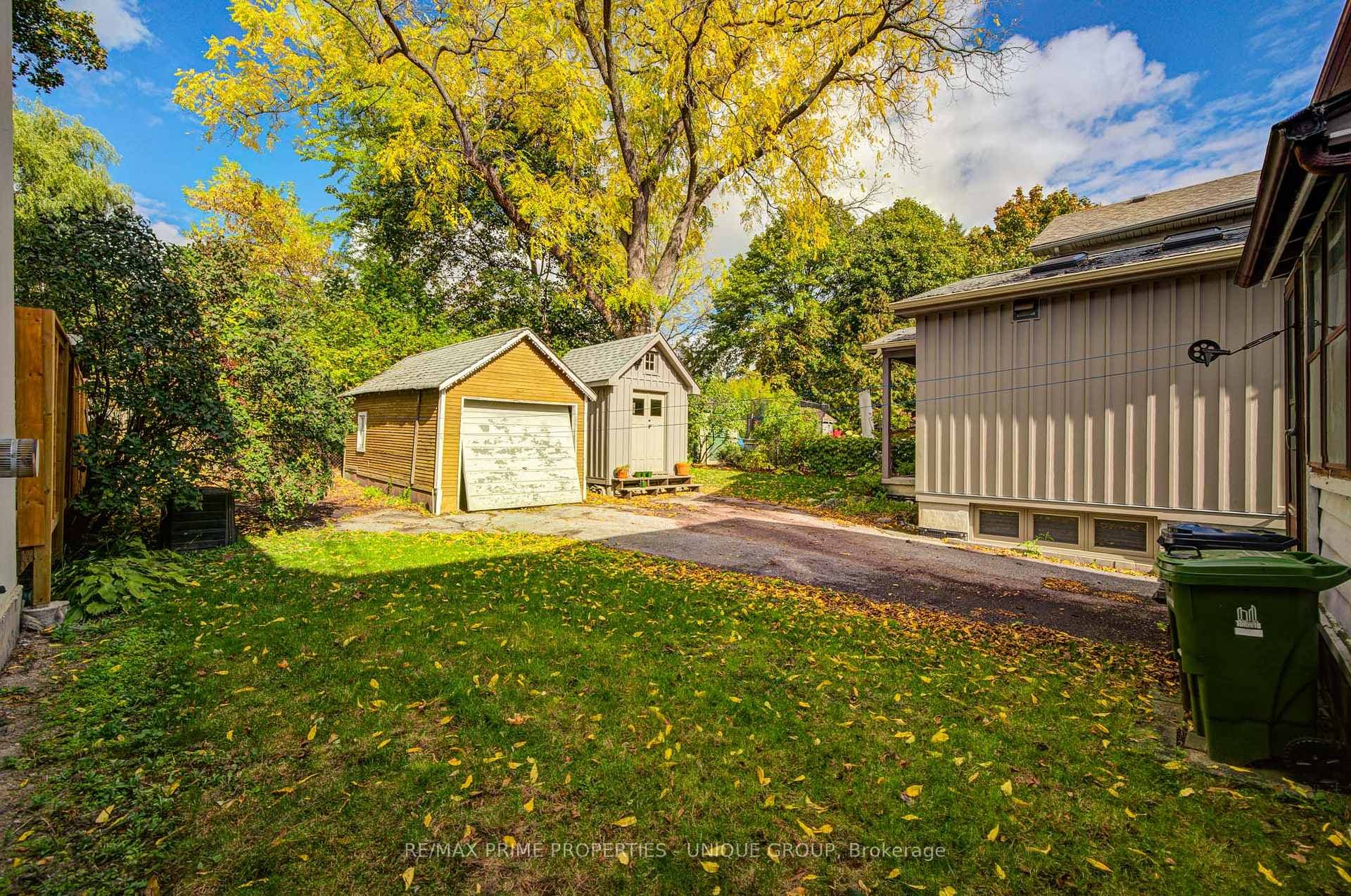 Backyard with detached garage
