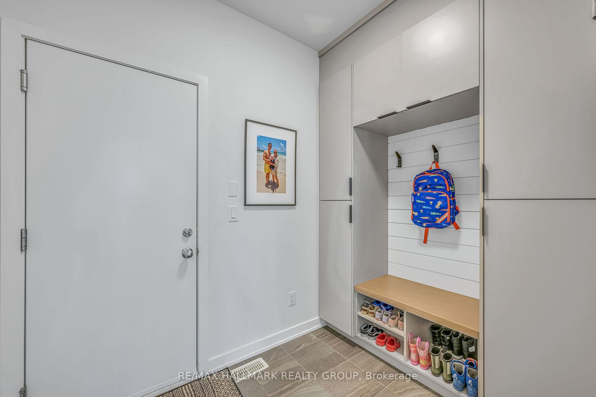 Mudroom with built-in storage bench