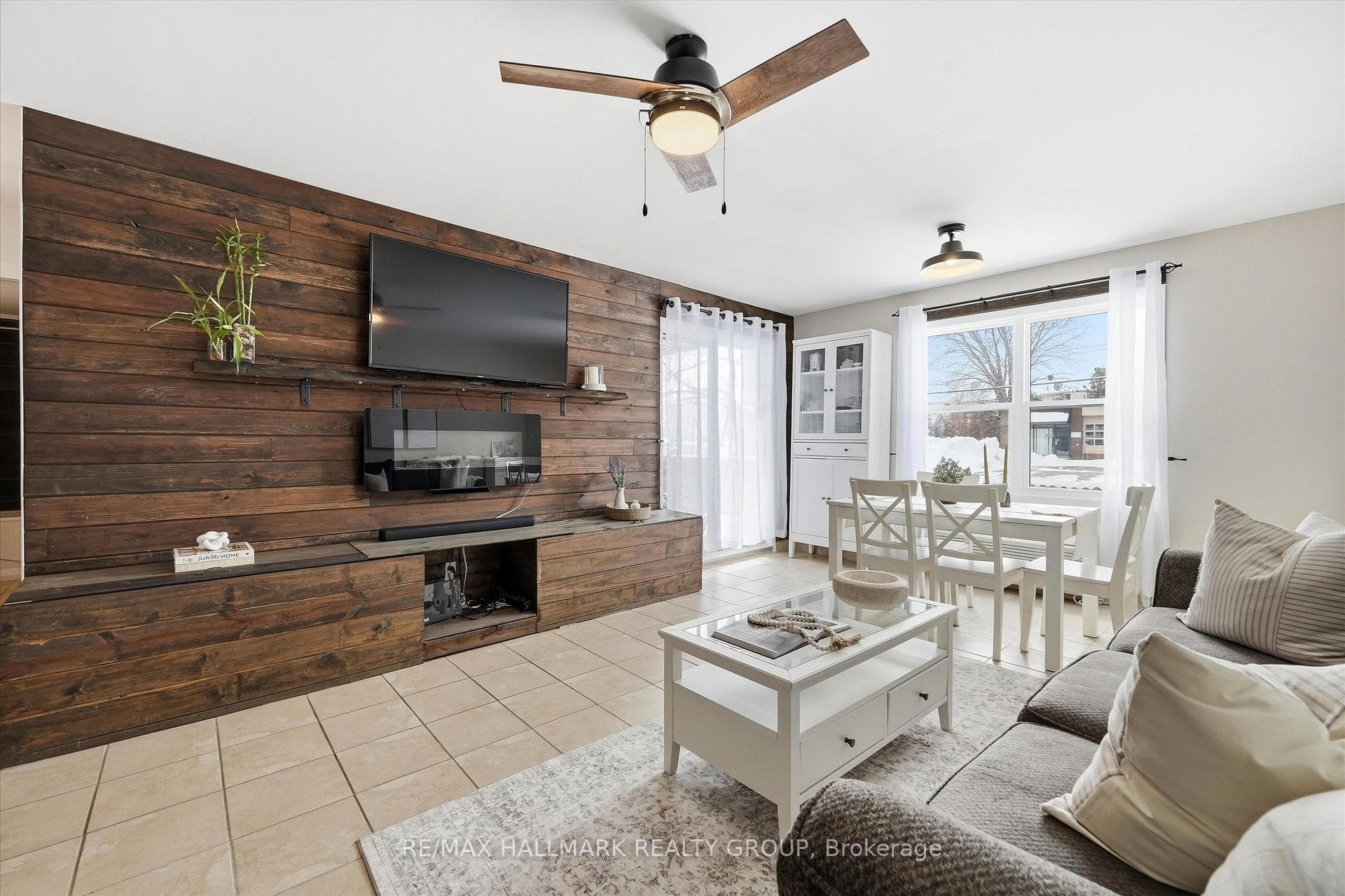 Electric fireplace and 55" TV included!