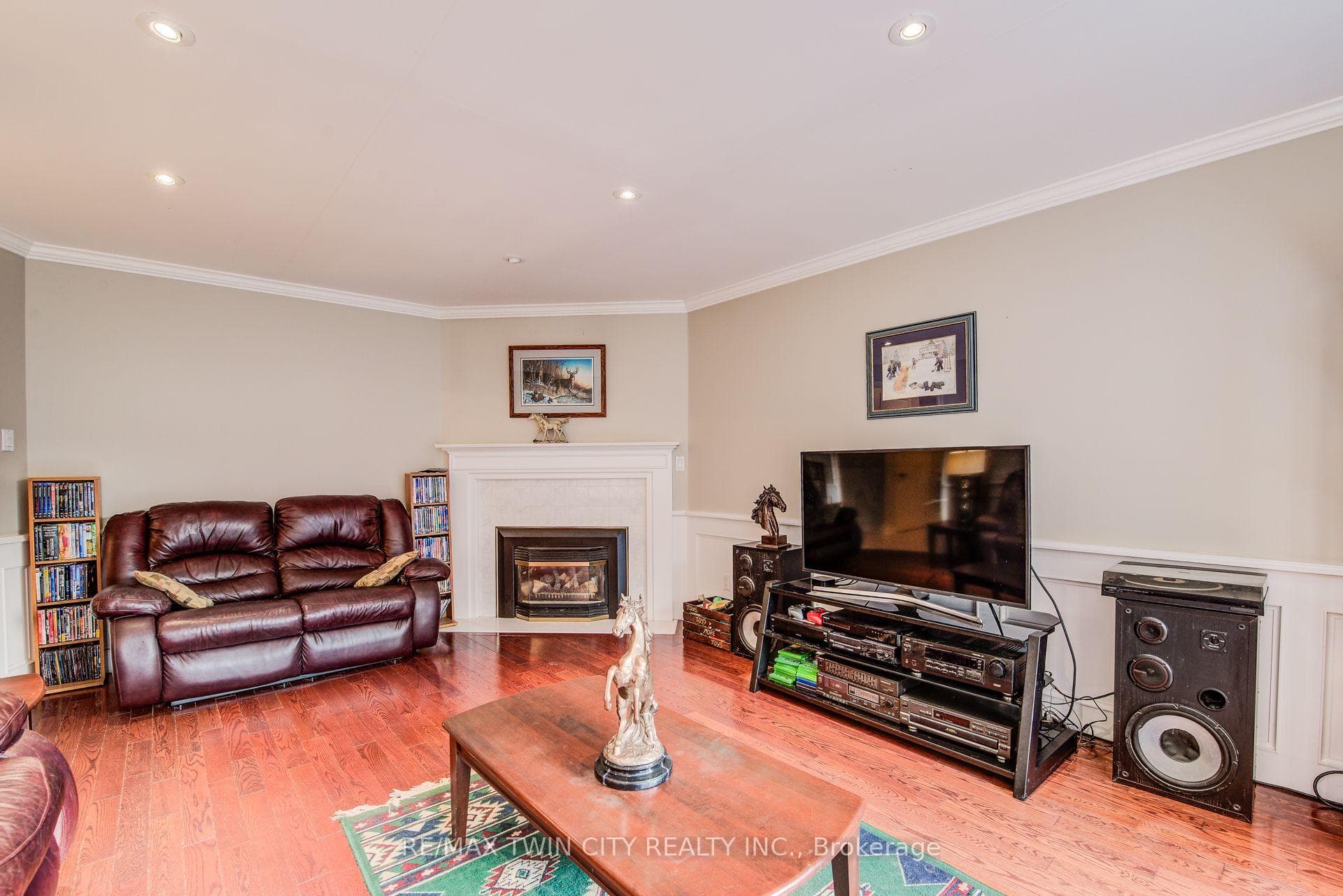 Family room also features a fireplace