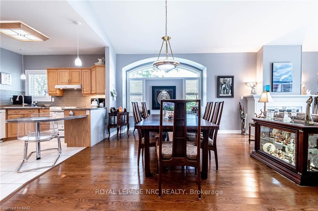 Dining room with large bright window...