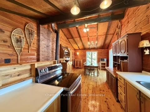 Combined kitchen and dining area