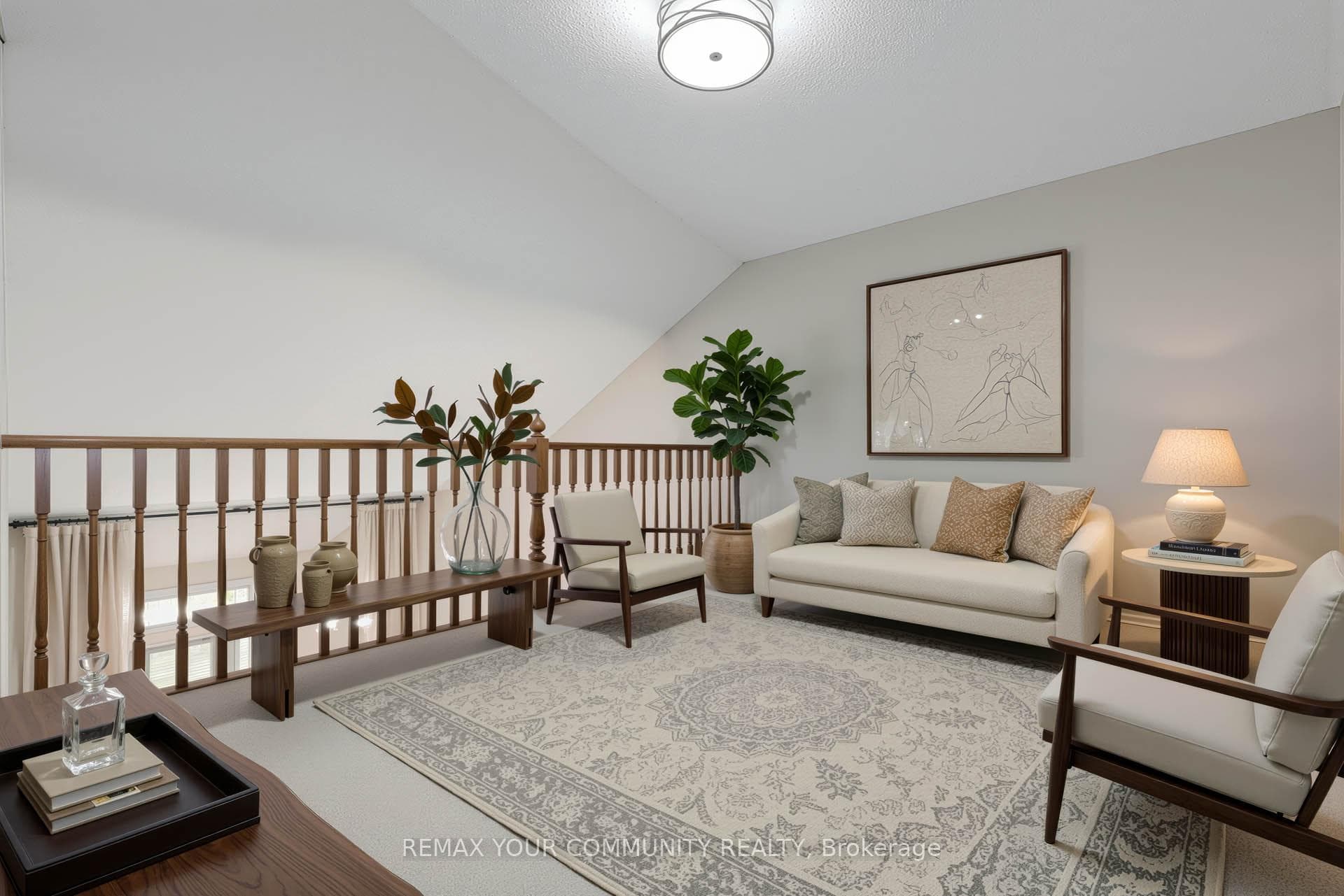 virtually staged Family Room Loft
