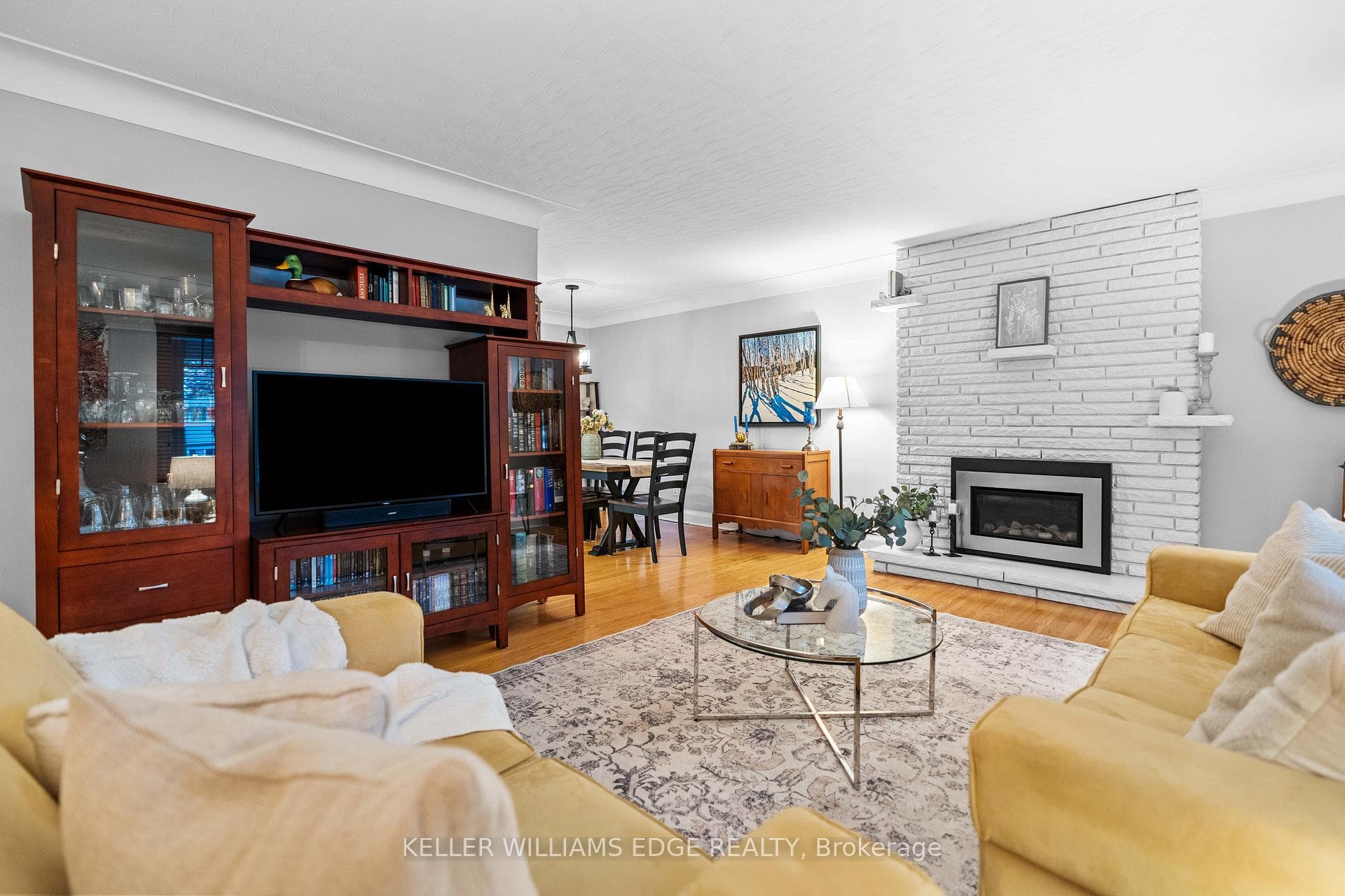 Living room with original hardwood flooring