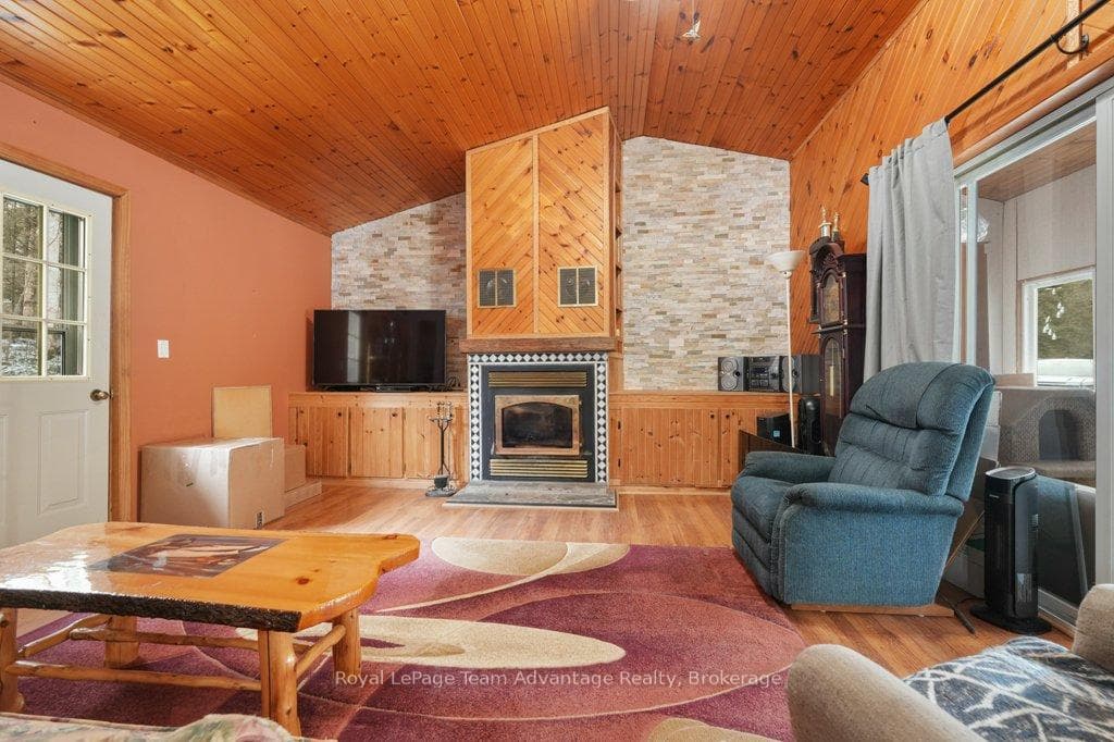 Living area with fireplace