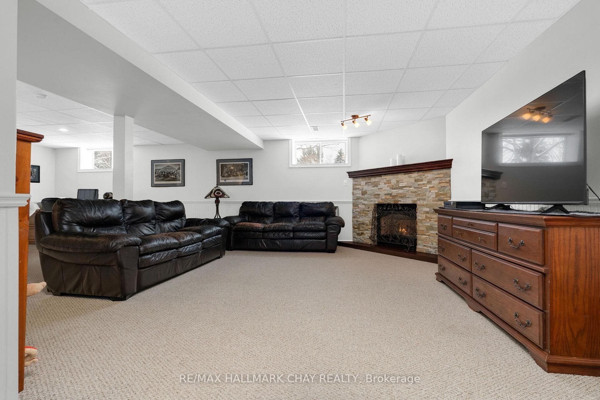 Large Rec Room with Fireplace