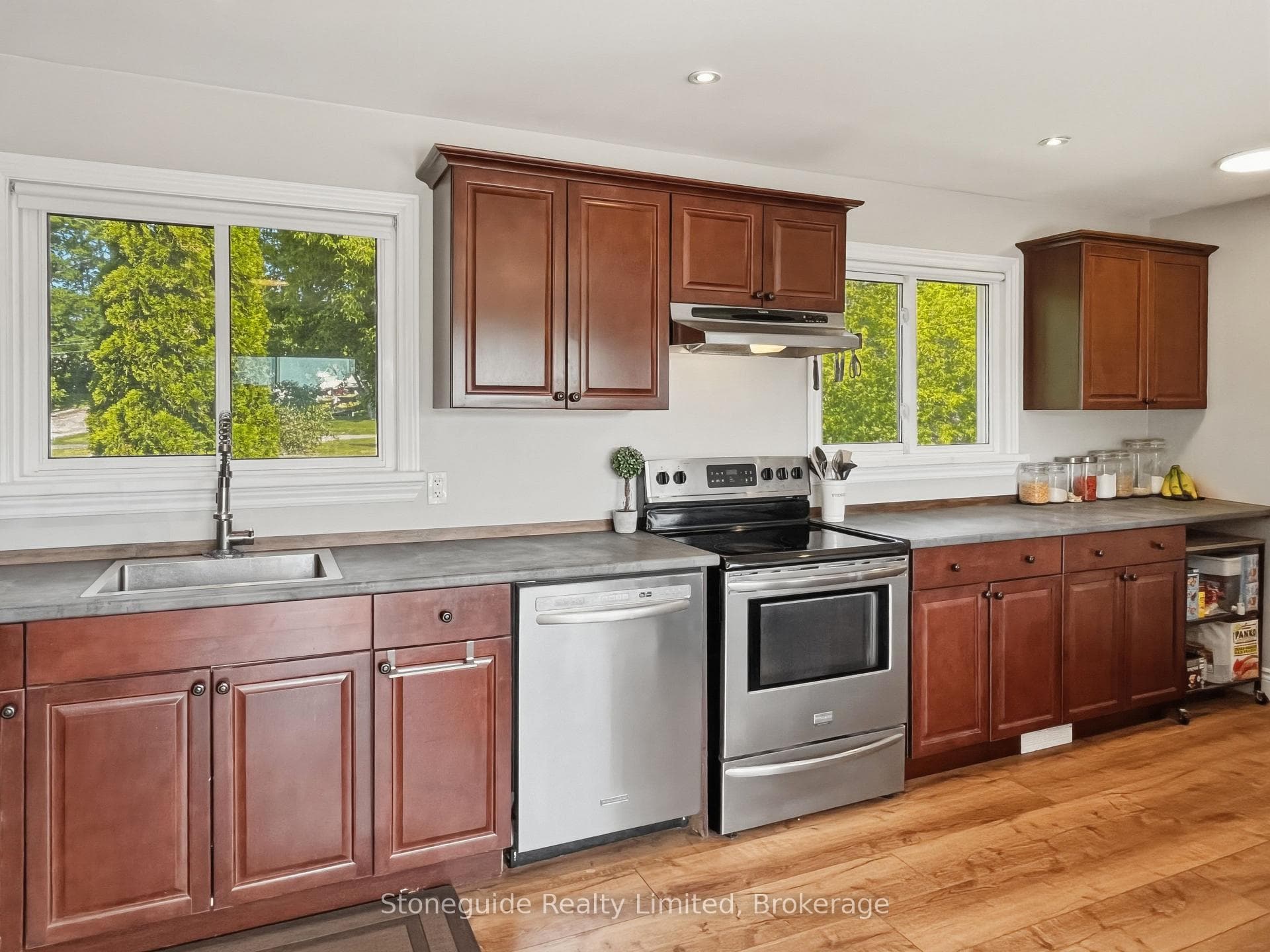 Kitchen overlooks Front Yard