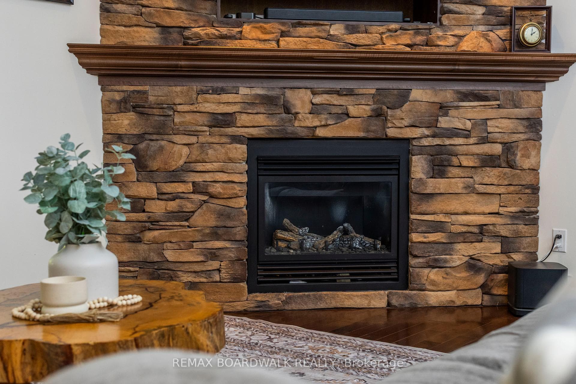 Gas fireplace with beautiful stone