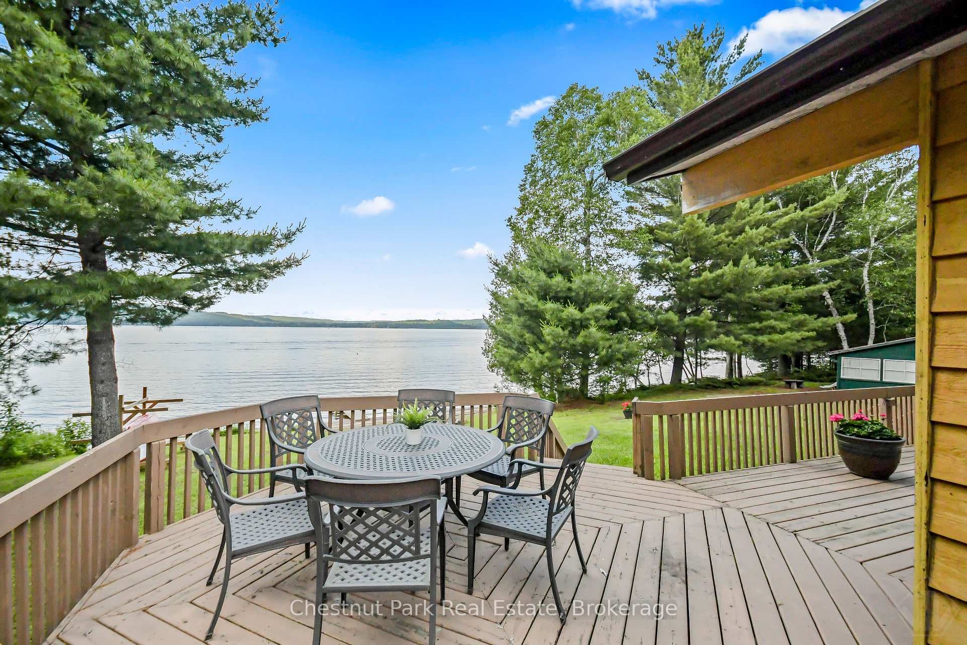 deck overlooking lake view