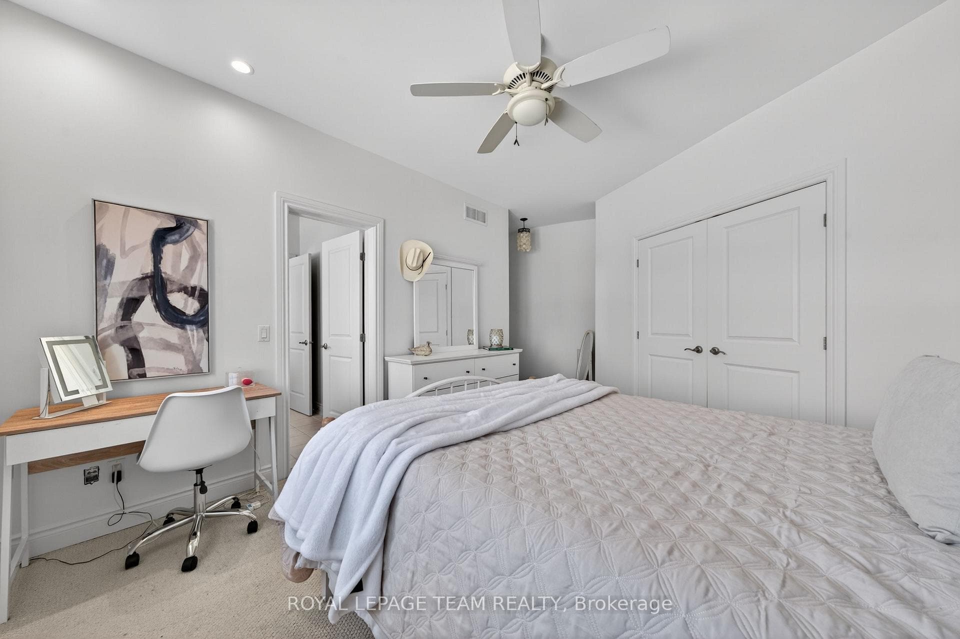 Bedroom with large closets