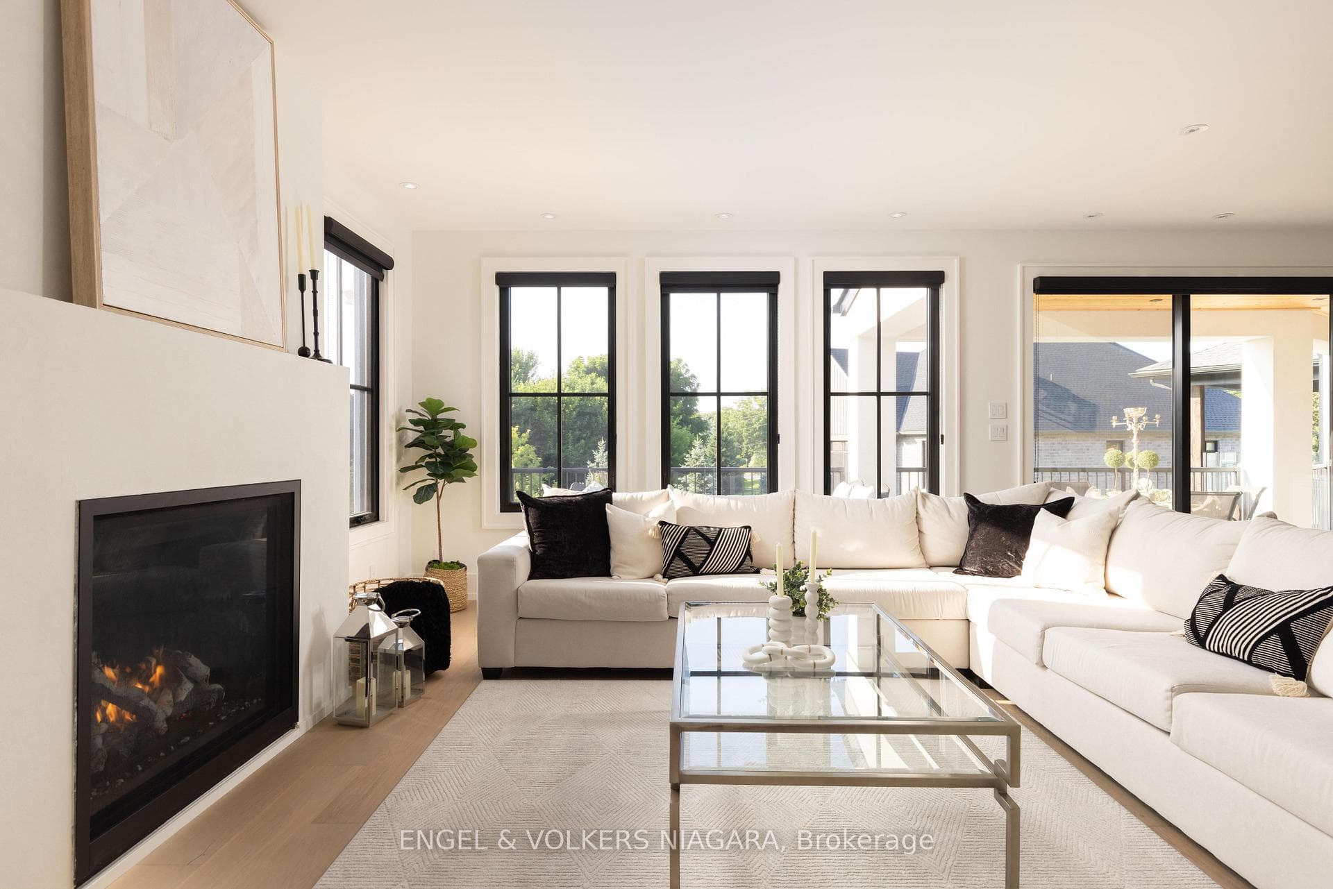 Cozy living room with access to patio