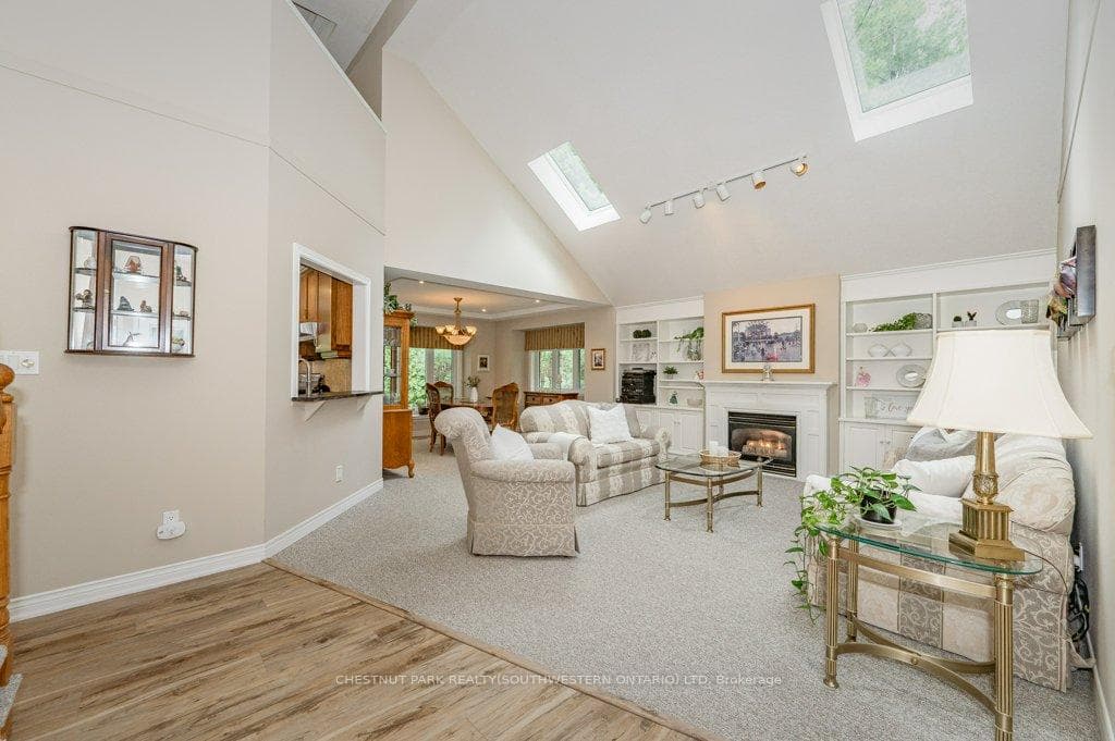 Living room with skylights