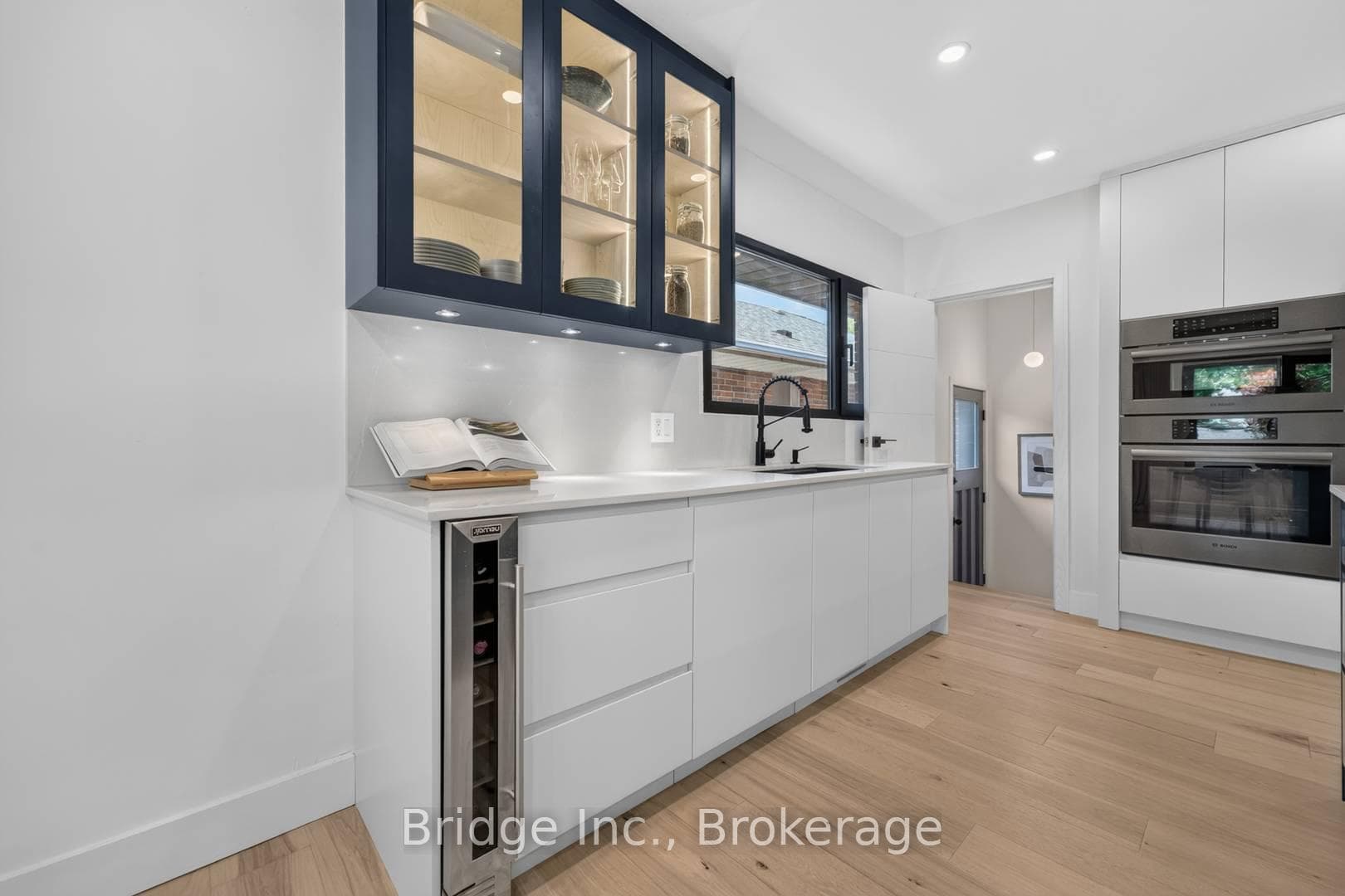 Kitchen Cabinets with Wine Fridge