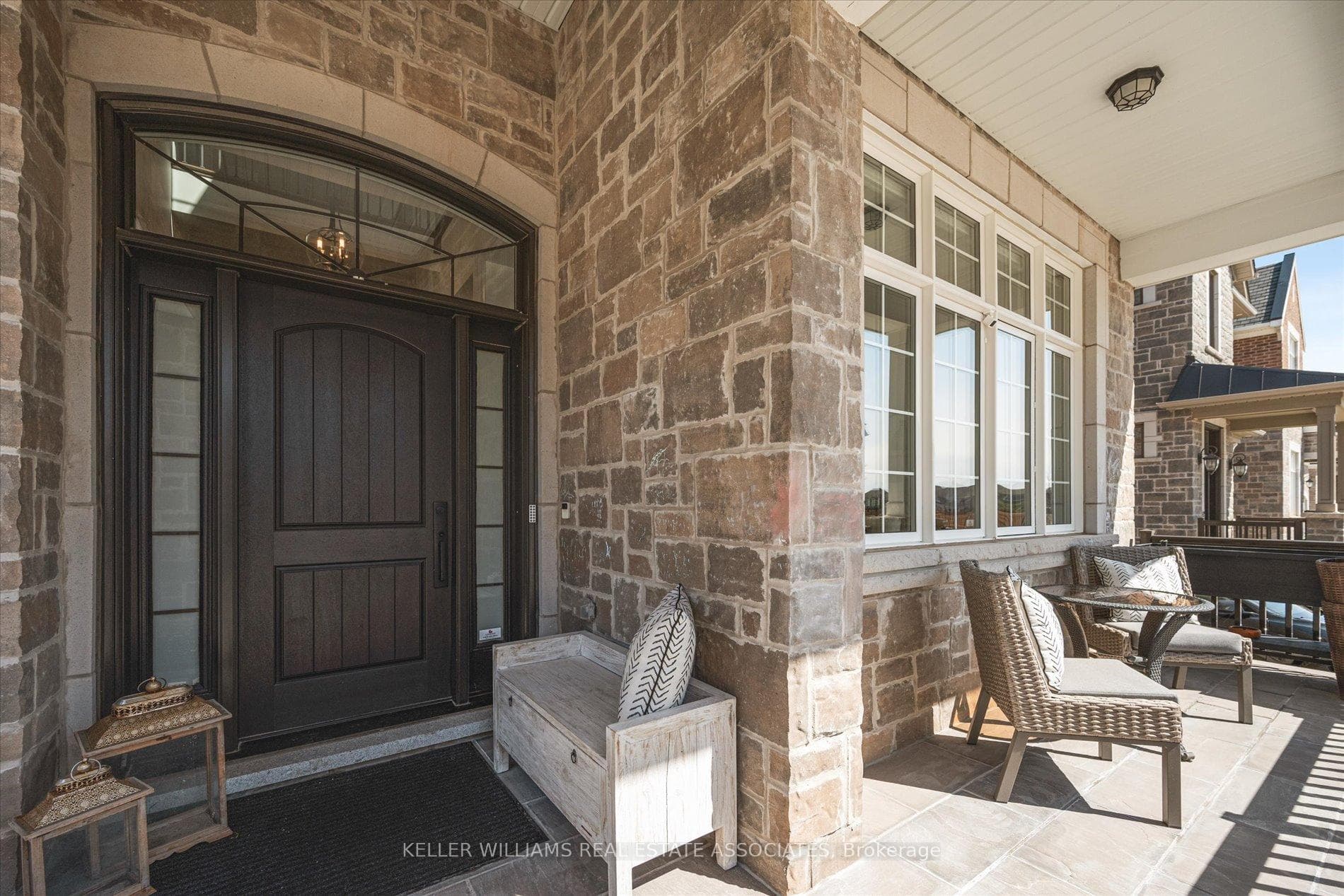 Fully Covered Stone Porch