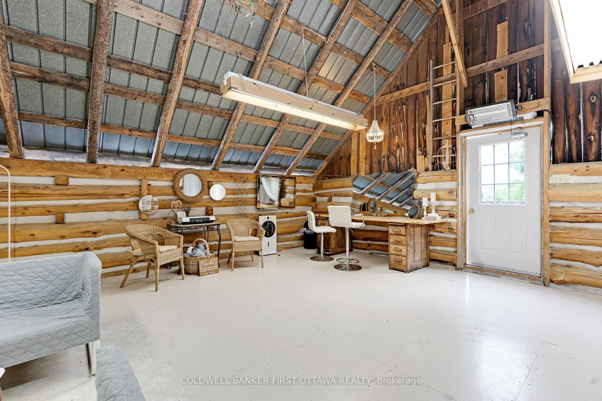 Bridal party prep space above Bergamot Barn
