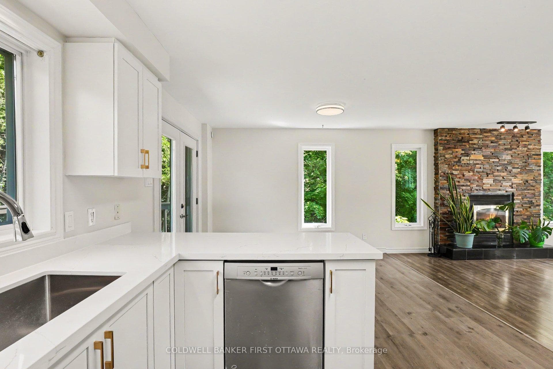 Looking from kitchen over dining room