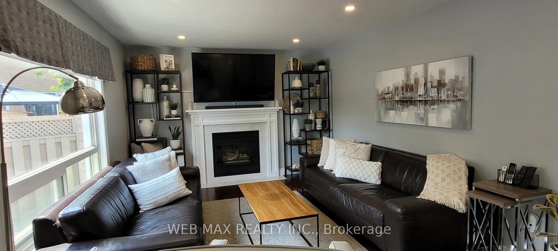 updated modern fireplace in family room