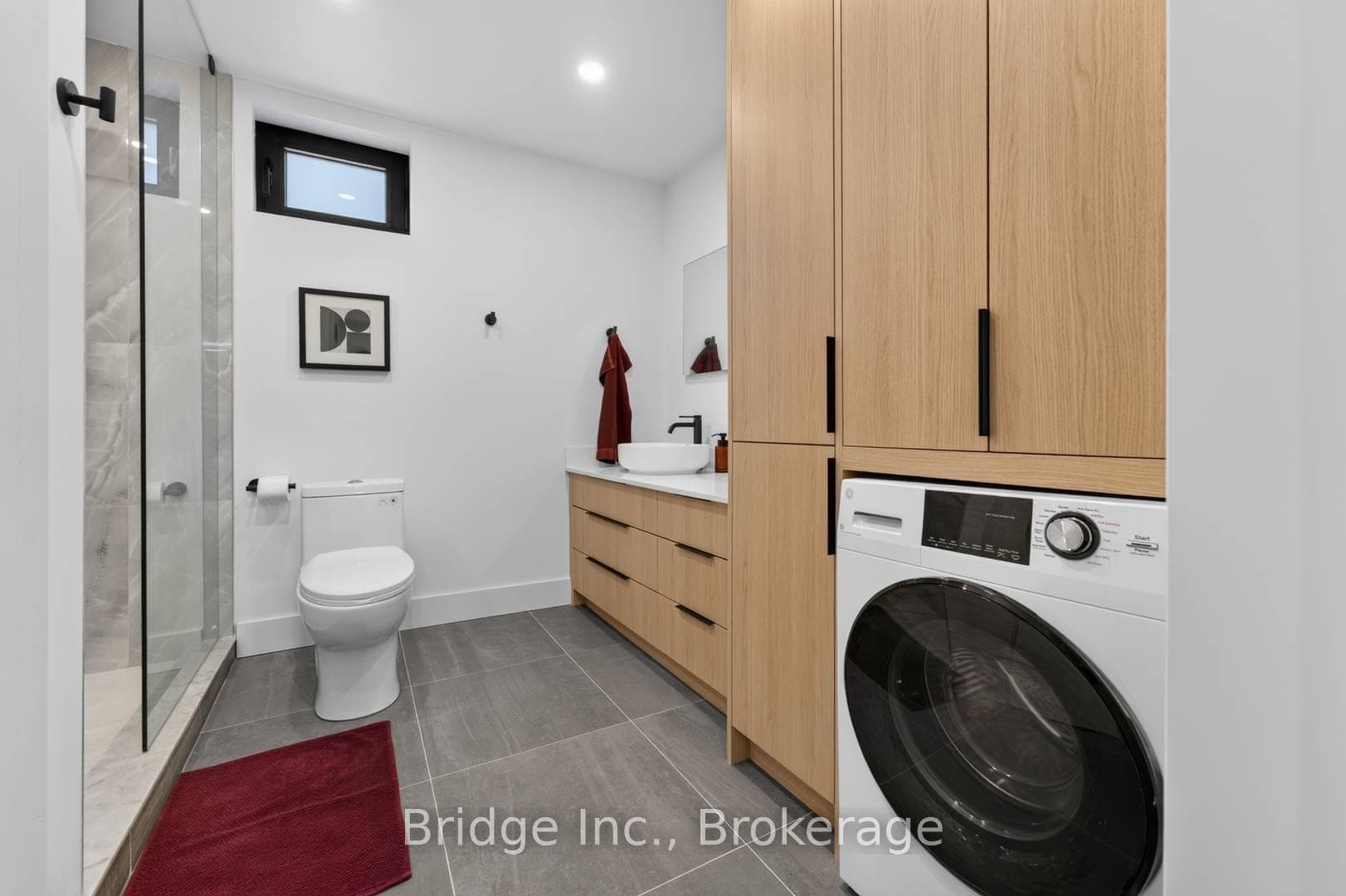 Bathroom with Built In Laundry and Storage