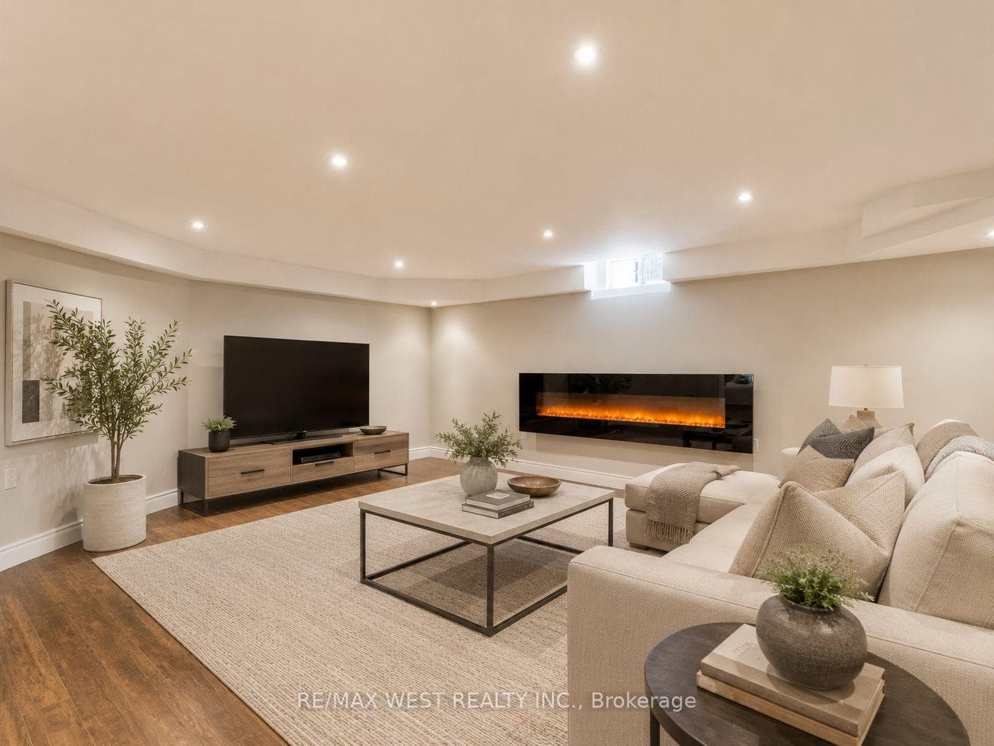 Basement Media Room - Photo virtually staged