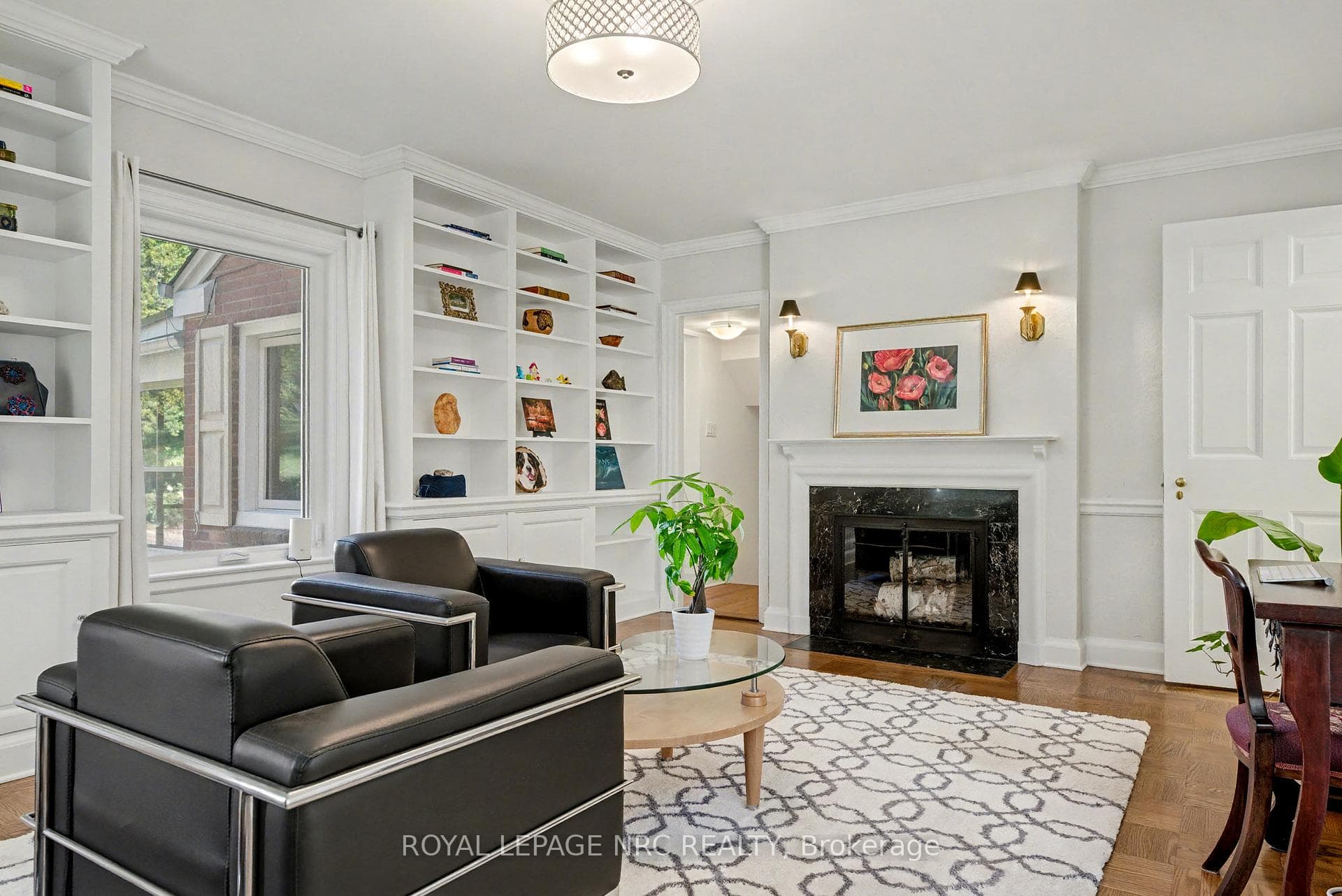 Living / Library Room - with green marble F/P