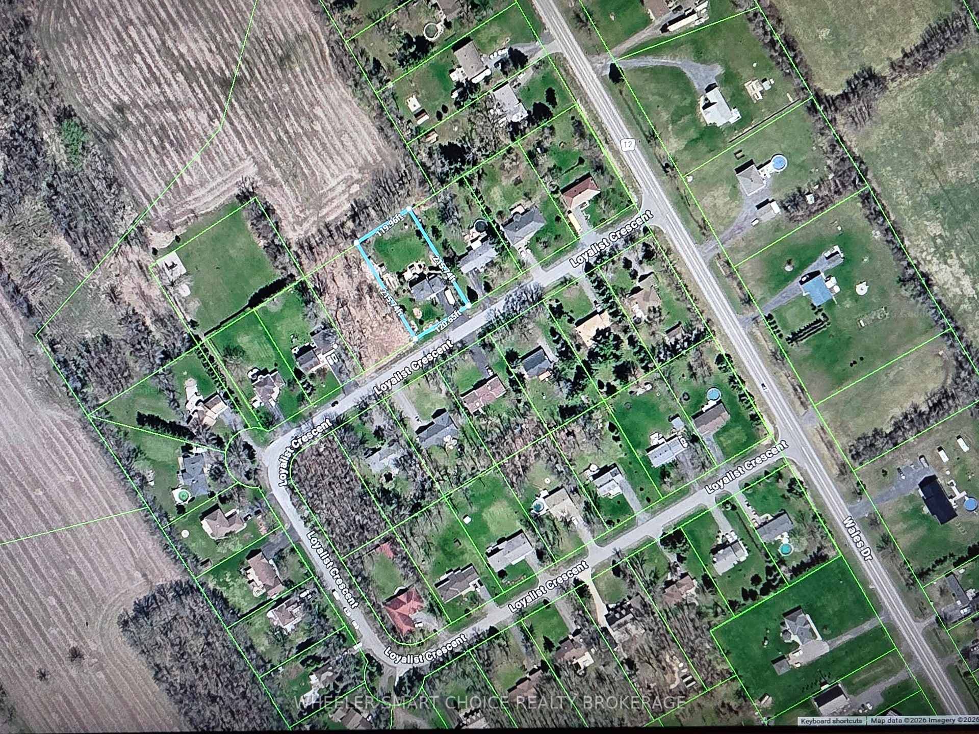 An aerial view of propety line from Geowarehouse