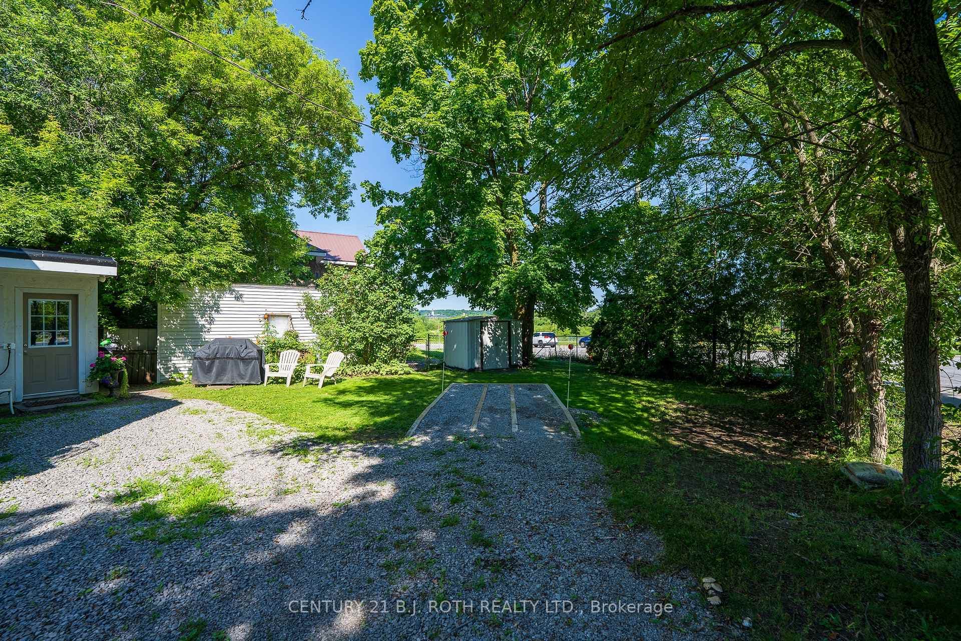Hedged and partially fenced yard