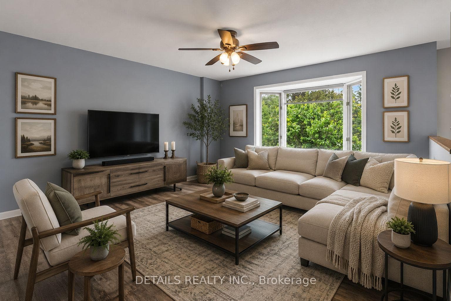 Digitally staged living room for ideas