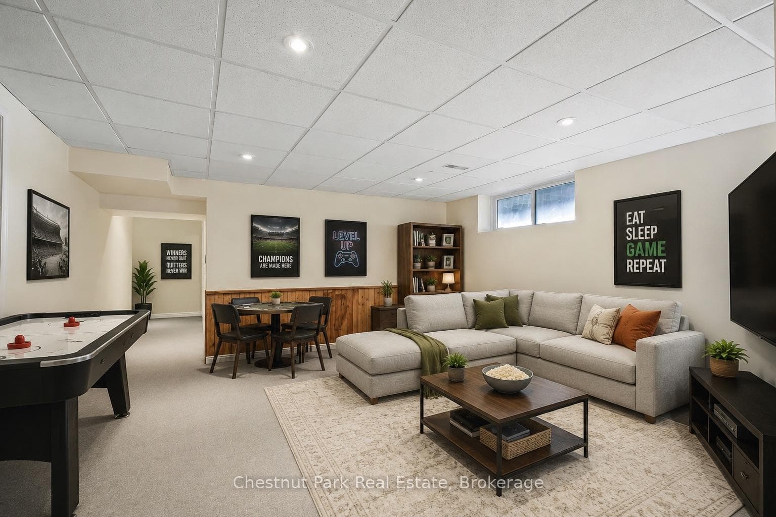 virtually staged rec room