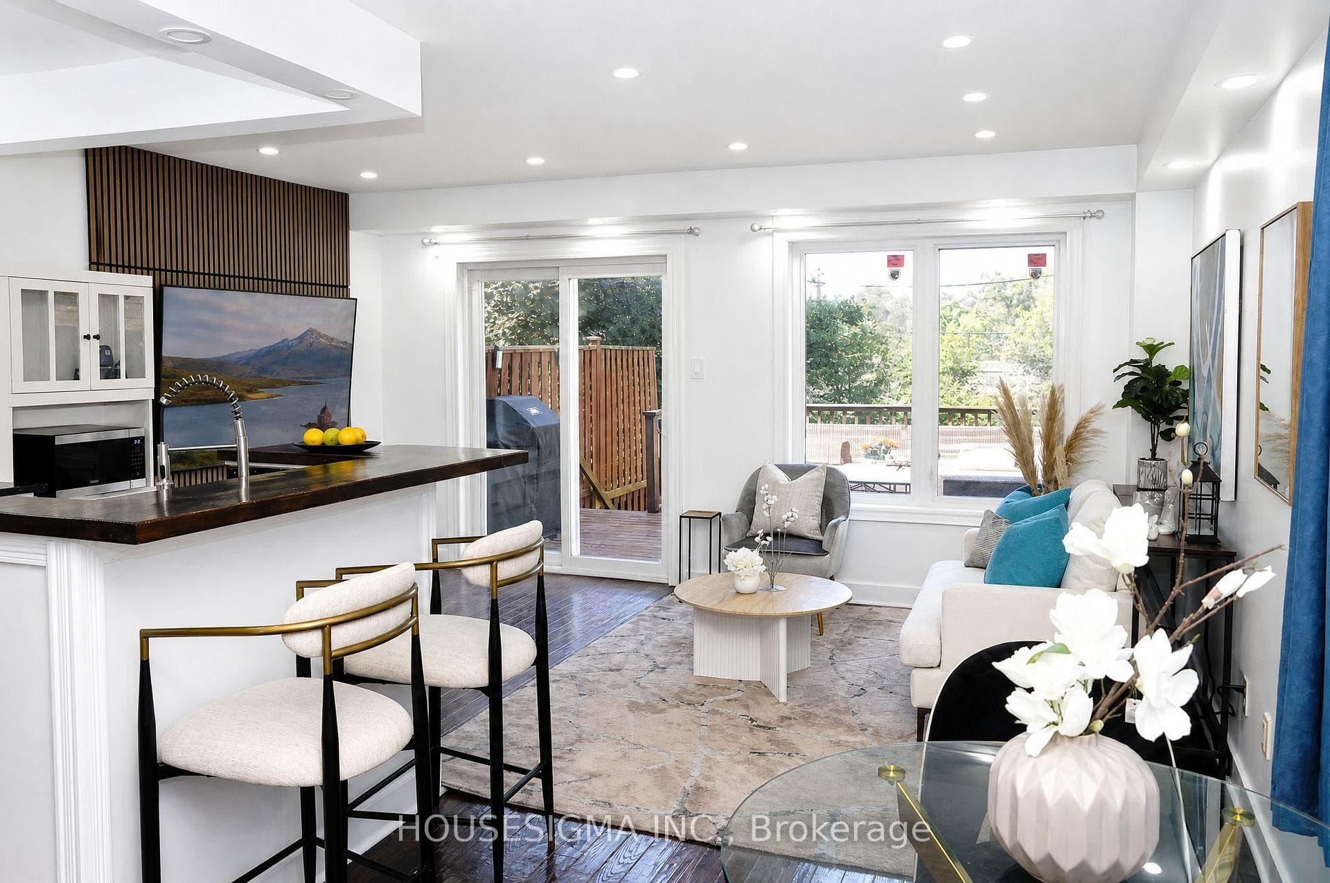 Family room with outside view
