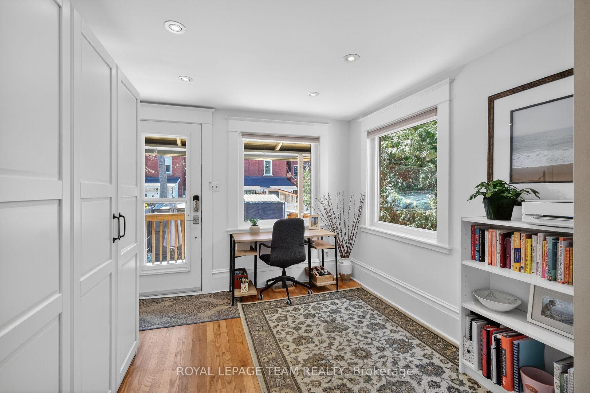 Off the kitchen, custom cabinetry for mud room