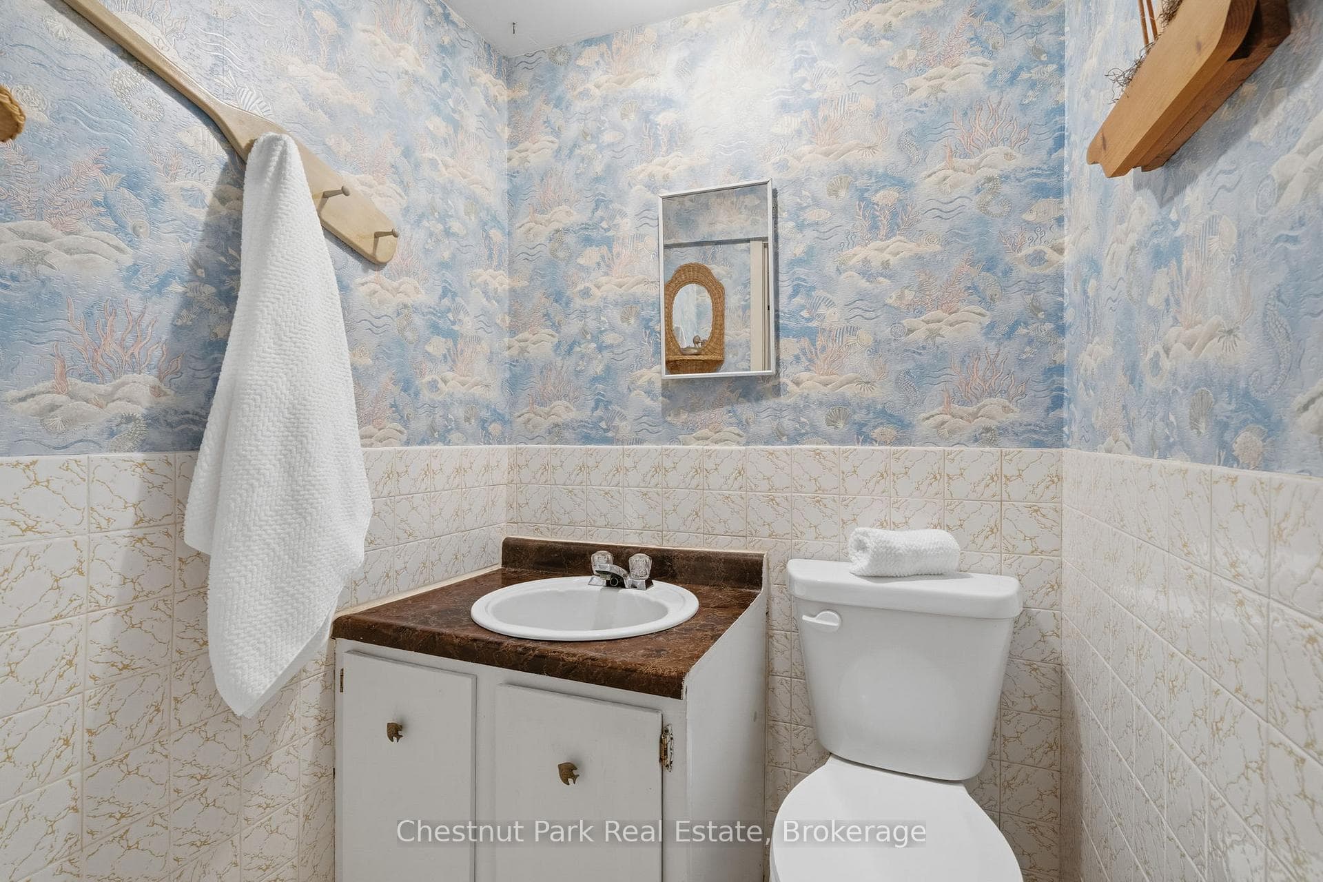 Basement powder room